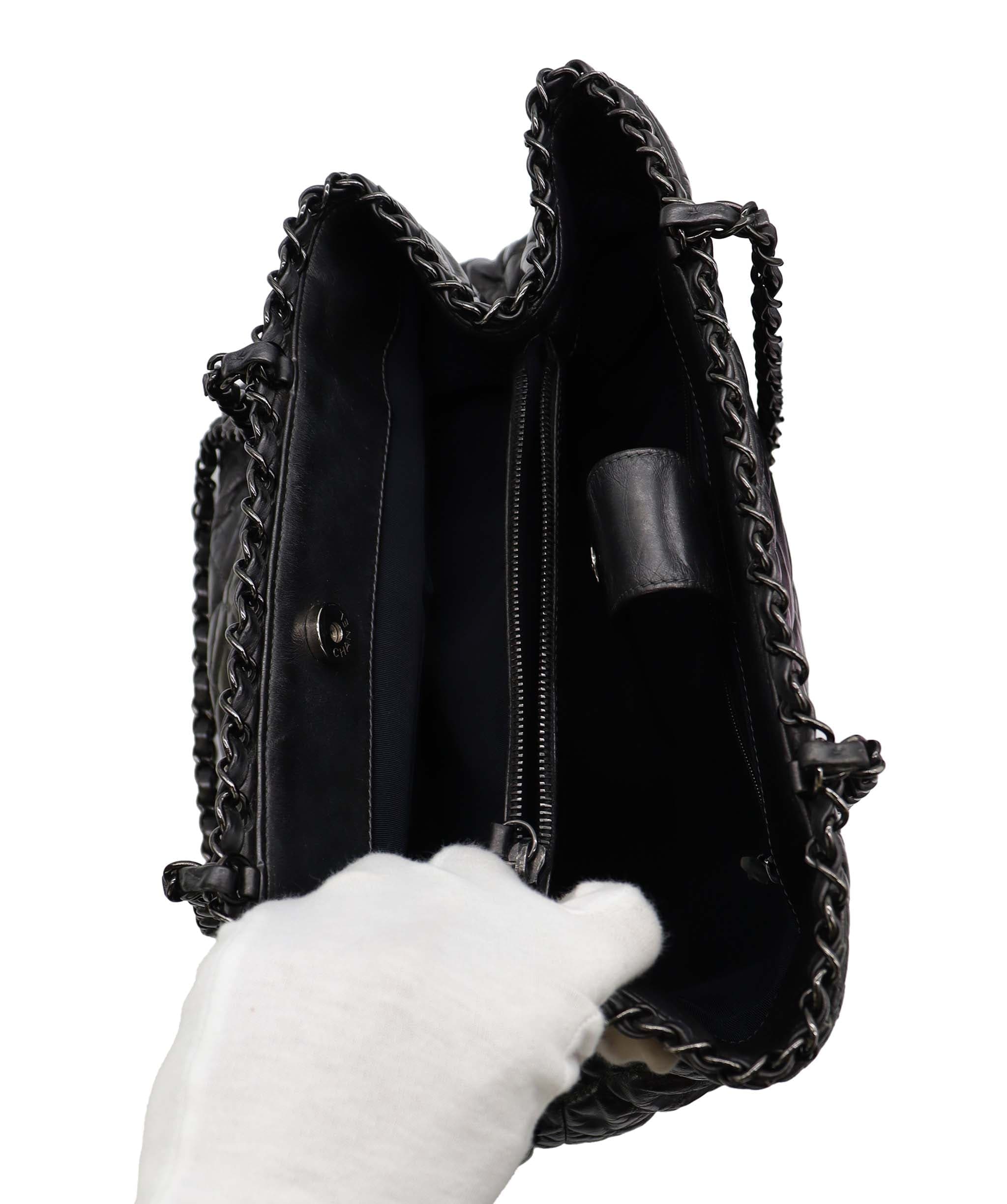 Chanel Chanel Chain Around Tote Bag Black Calfskin Black Hardware #14 SKC2012