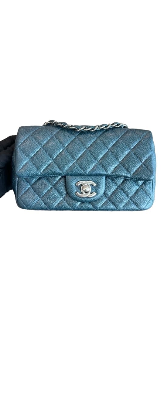 Chanel Chanel Classic Mini Rectangle Iridescent Blue Caviar SHW
#20 SYCM102