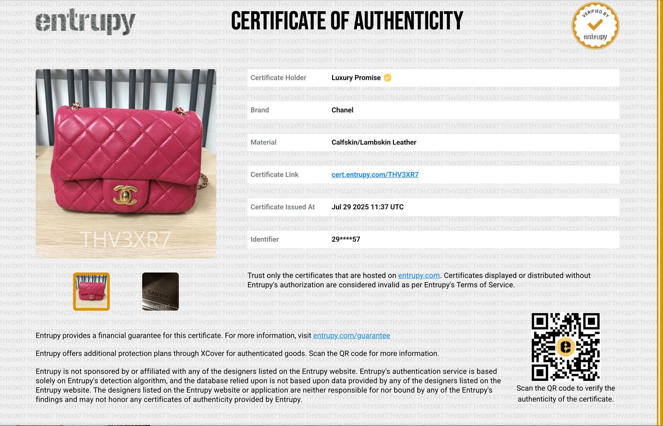 Chanel Chanel Dark Pink Quilted Lambskin Pearl Crush Mini Square Flap Bag DXBS1463