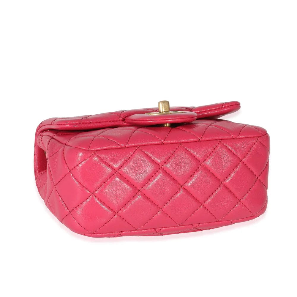 Chanel Chanel Dark Pink Quilted Lambskin Pearl Crush Mini Square Flap Bag DXBS1463