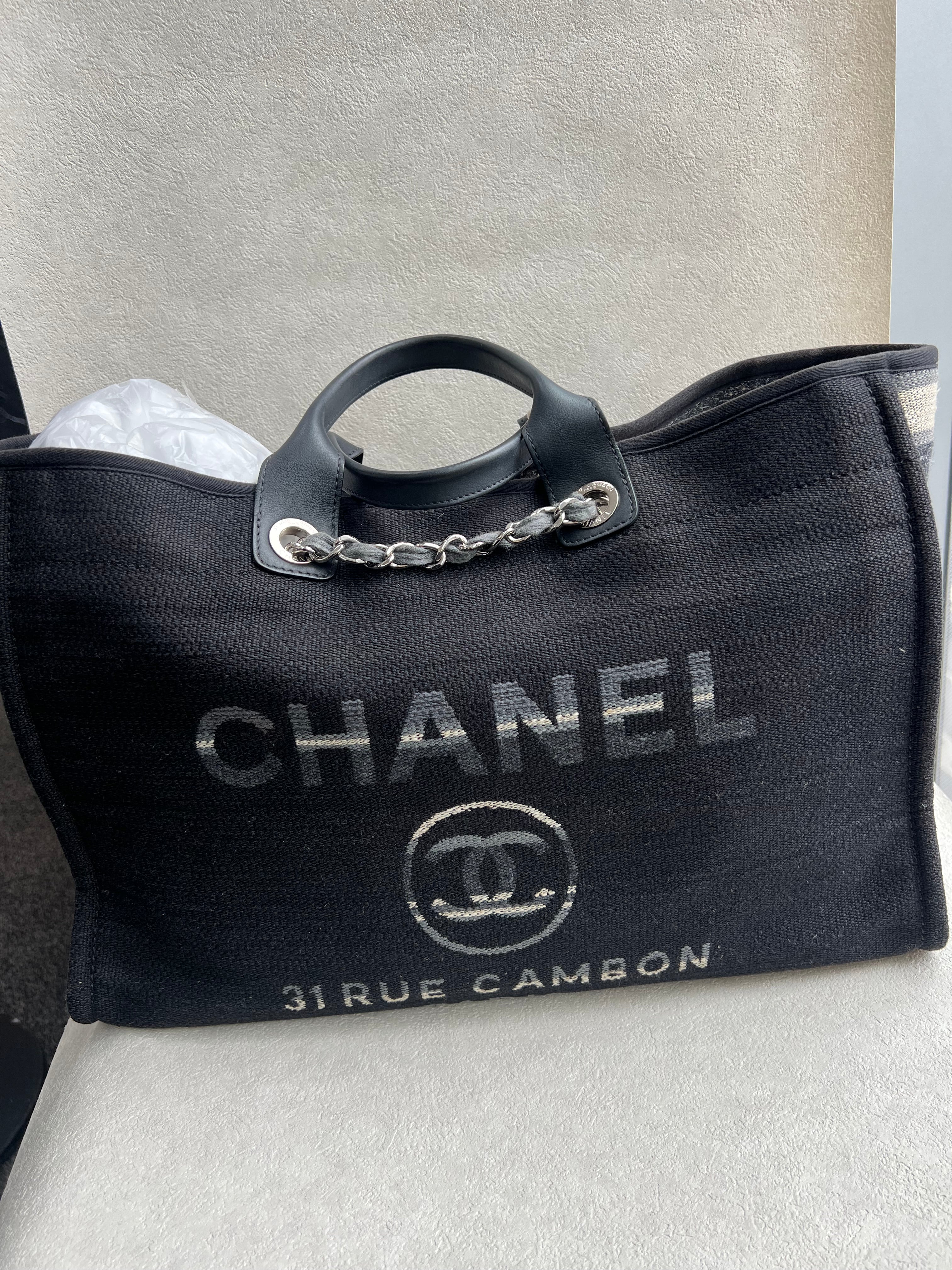 Chanel Chanel Deauville Tote PHW Large Black