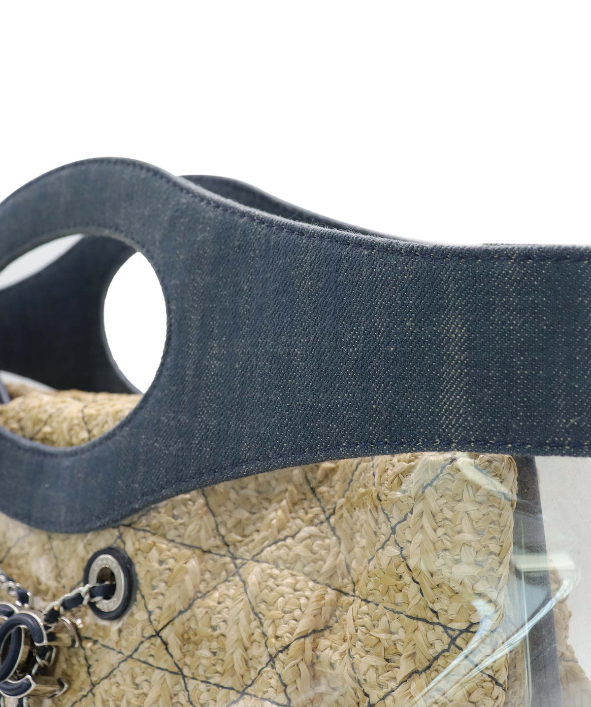 Chanel CHANEL DENIM PVC Shopper Tote with Raffia Insert AGC3776