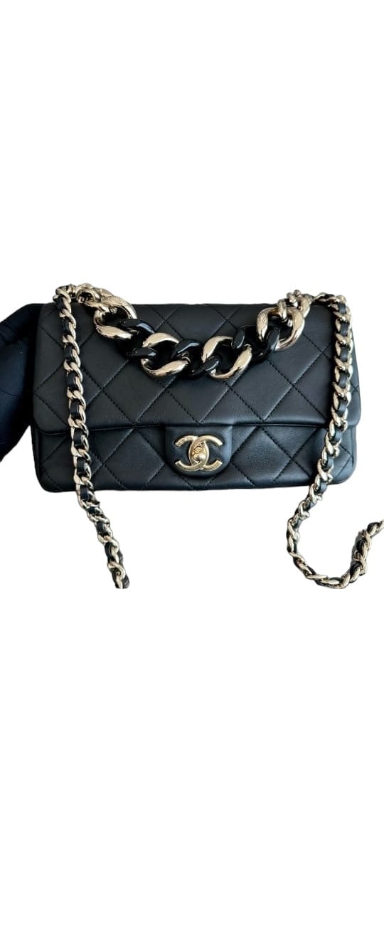 Chanel Chanel Elegant Resin Classic Flap Black Lambskin GHW SYCM107