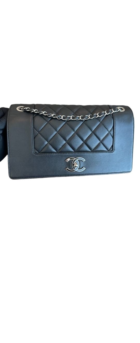 Chanel Chanel Mademoiselle Flap Medium Black Calfskin SHW #23 SYCM110