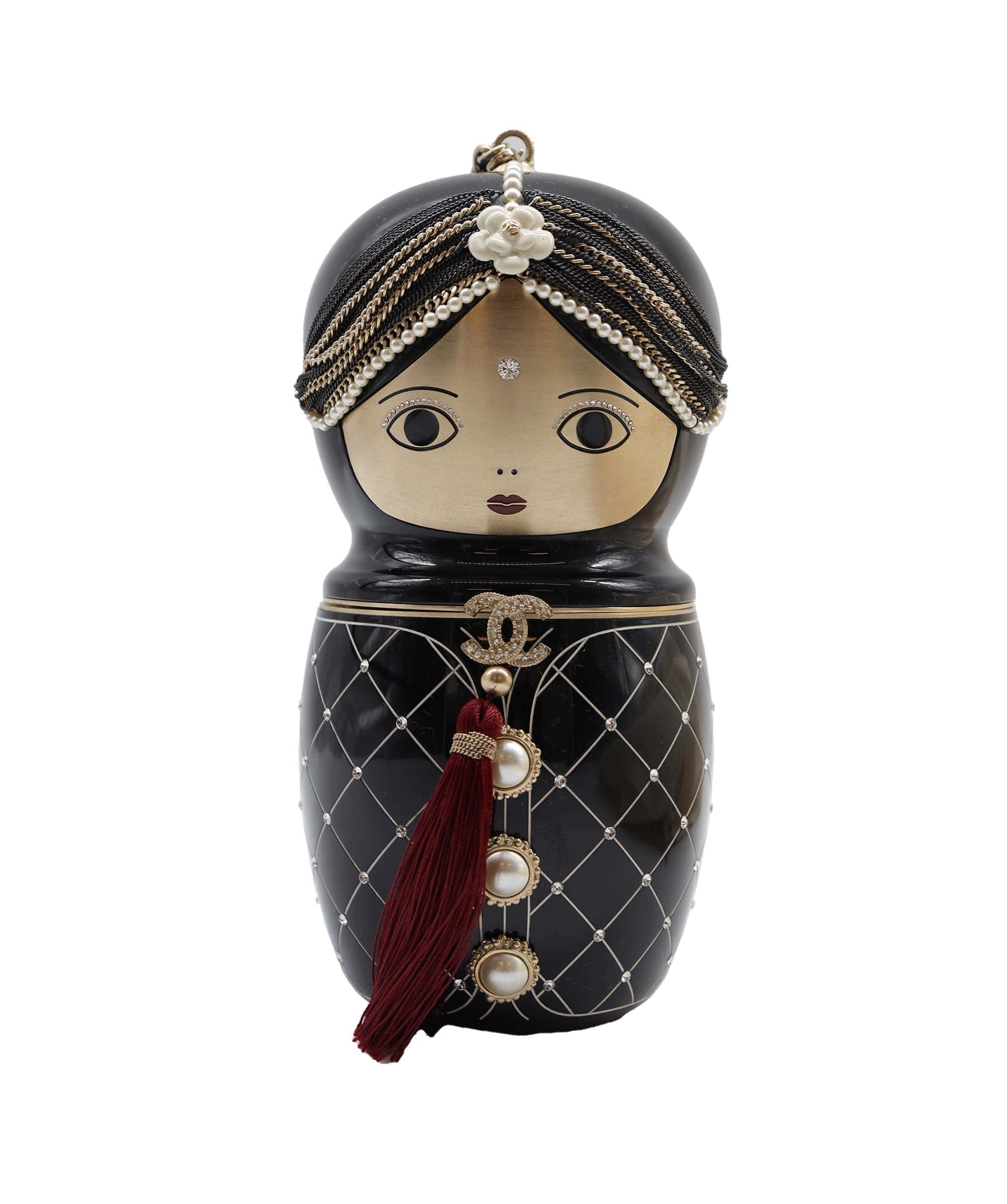 Chanel Chanel matryoshka doll black gold bag DXBS2297