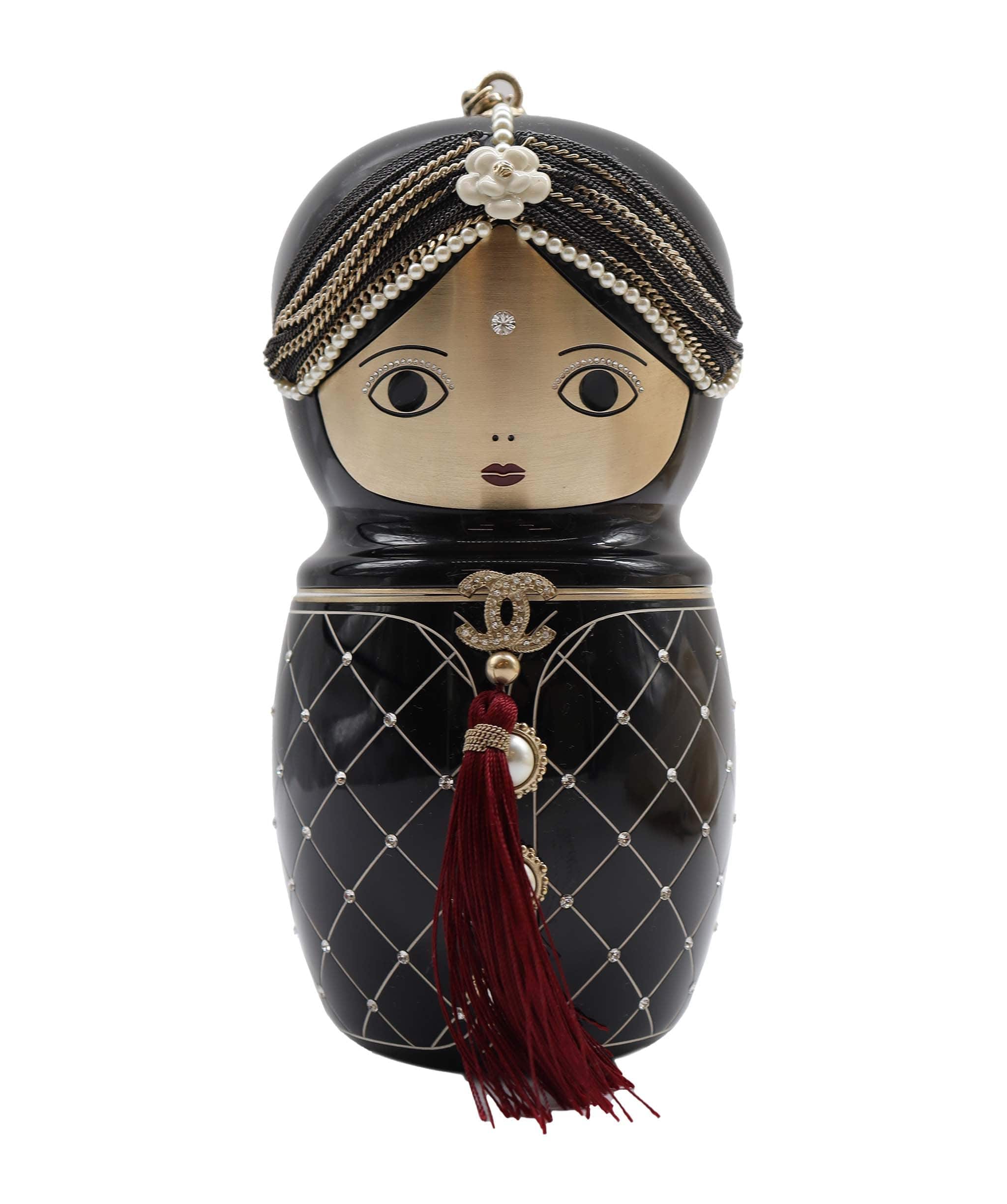 Chanel Chanel matryoshka doll black gold bag DXBS2297