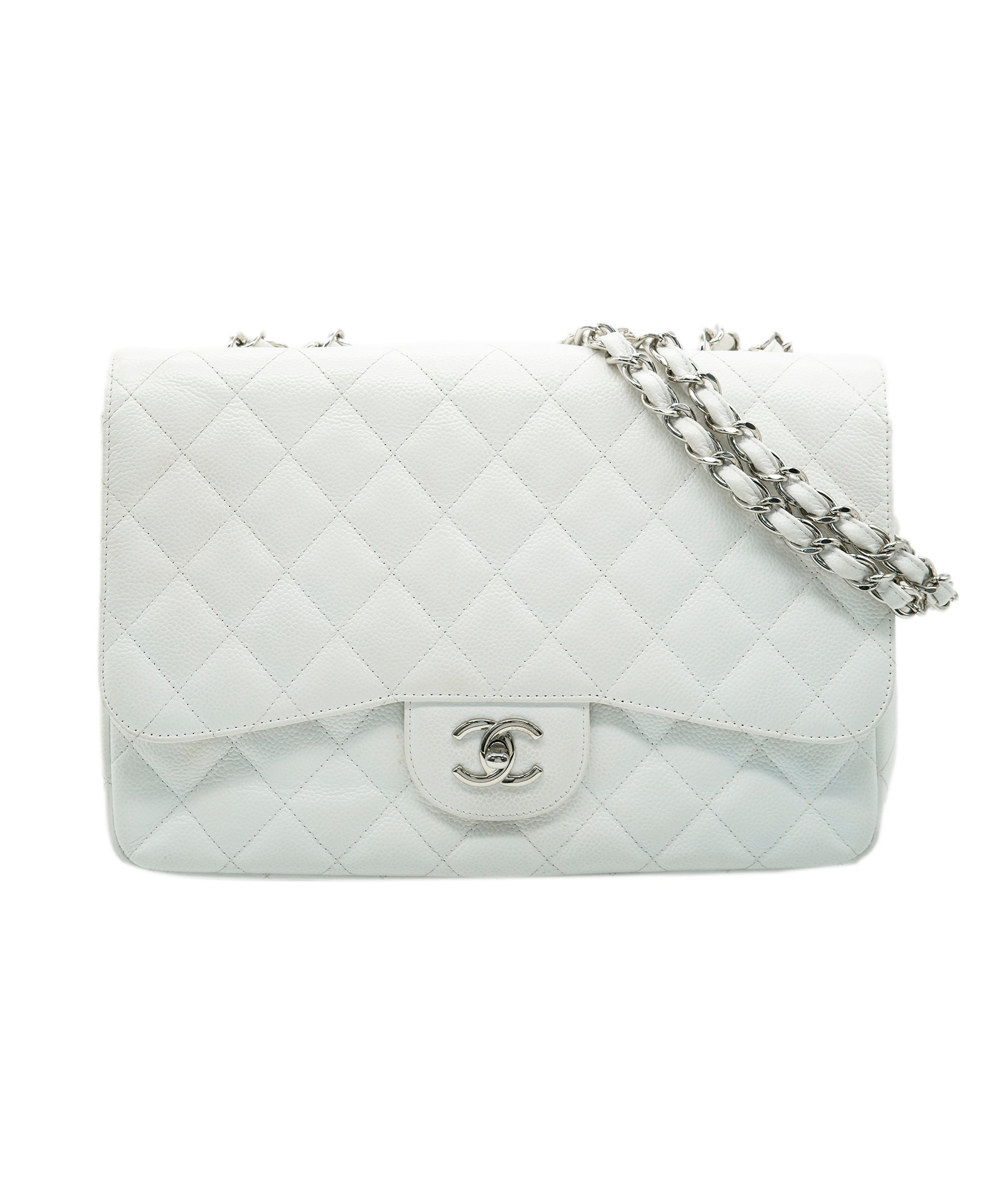 Chanel Chanel Maxi White Caviar With SHW Bag ALC3564