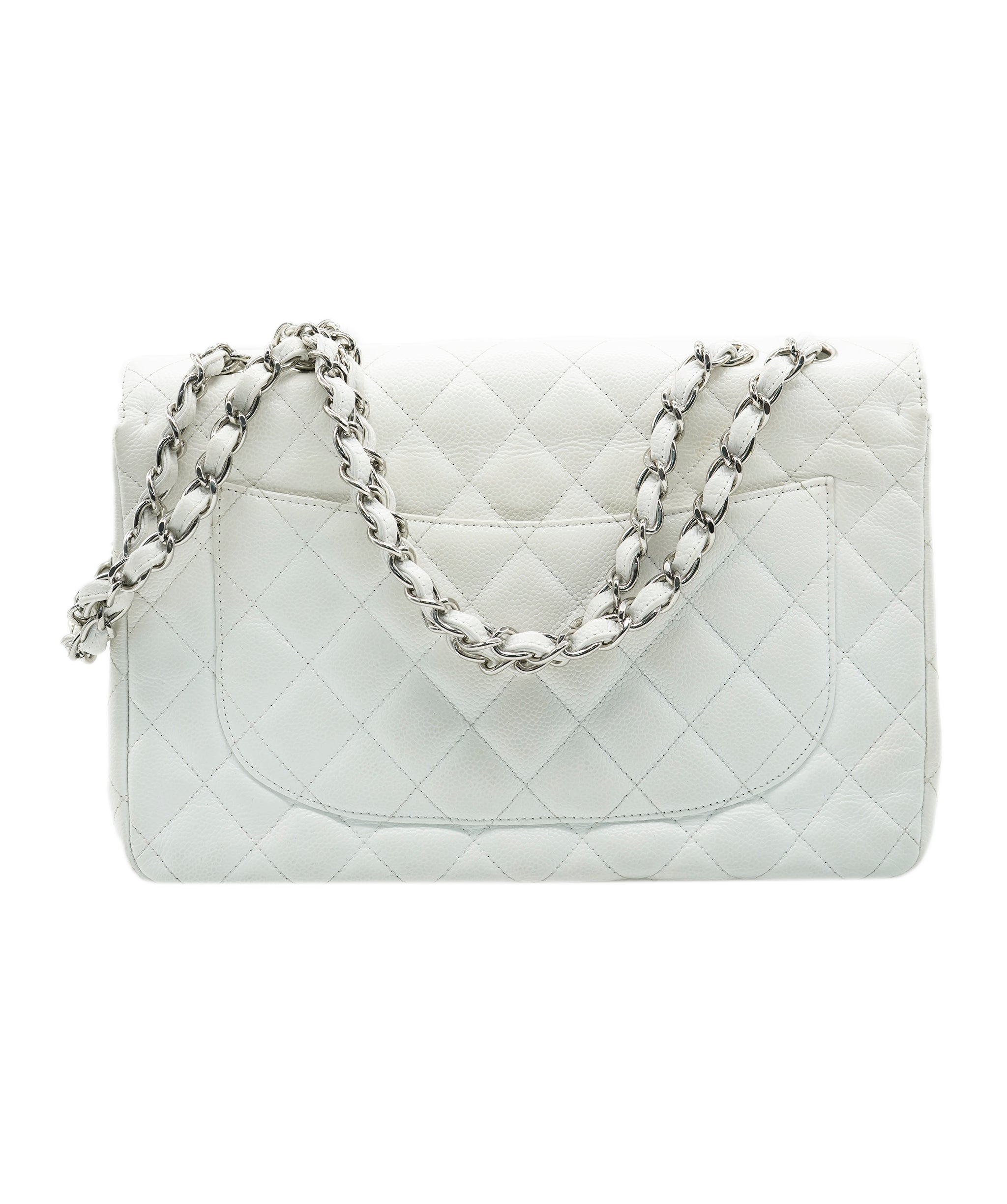 Chanel Chanel Maxi White Caviar With SHW Bag ALC3564