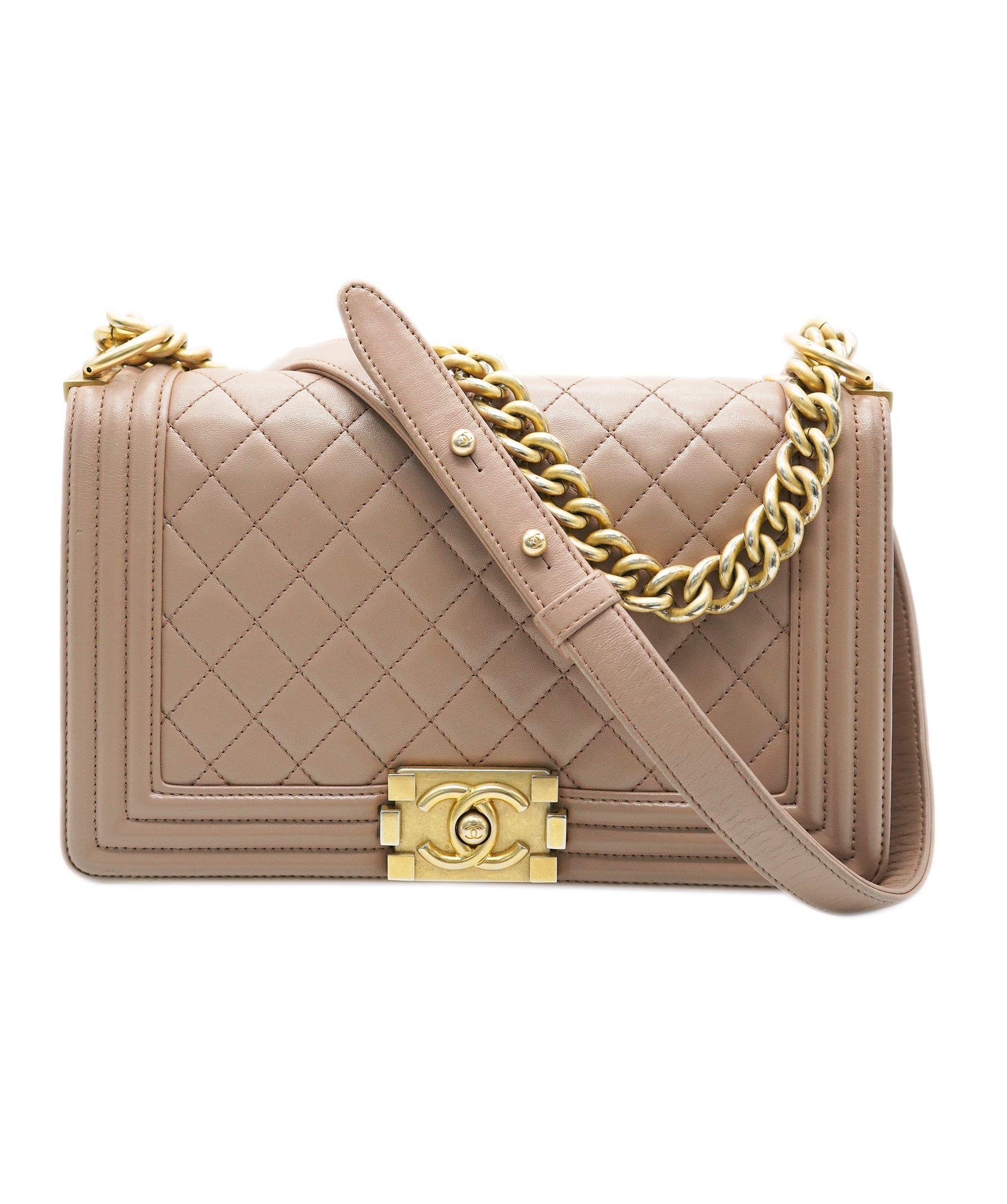 Chanel Chanel Medium Boy Bag Beige GHW  REC1685
