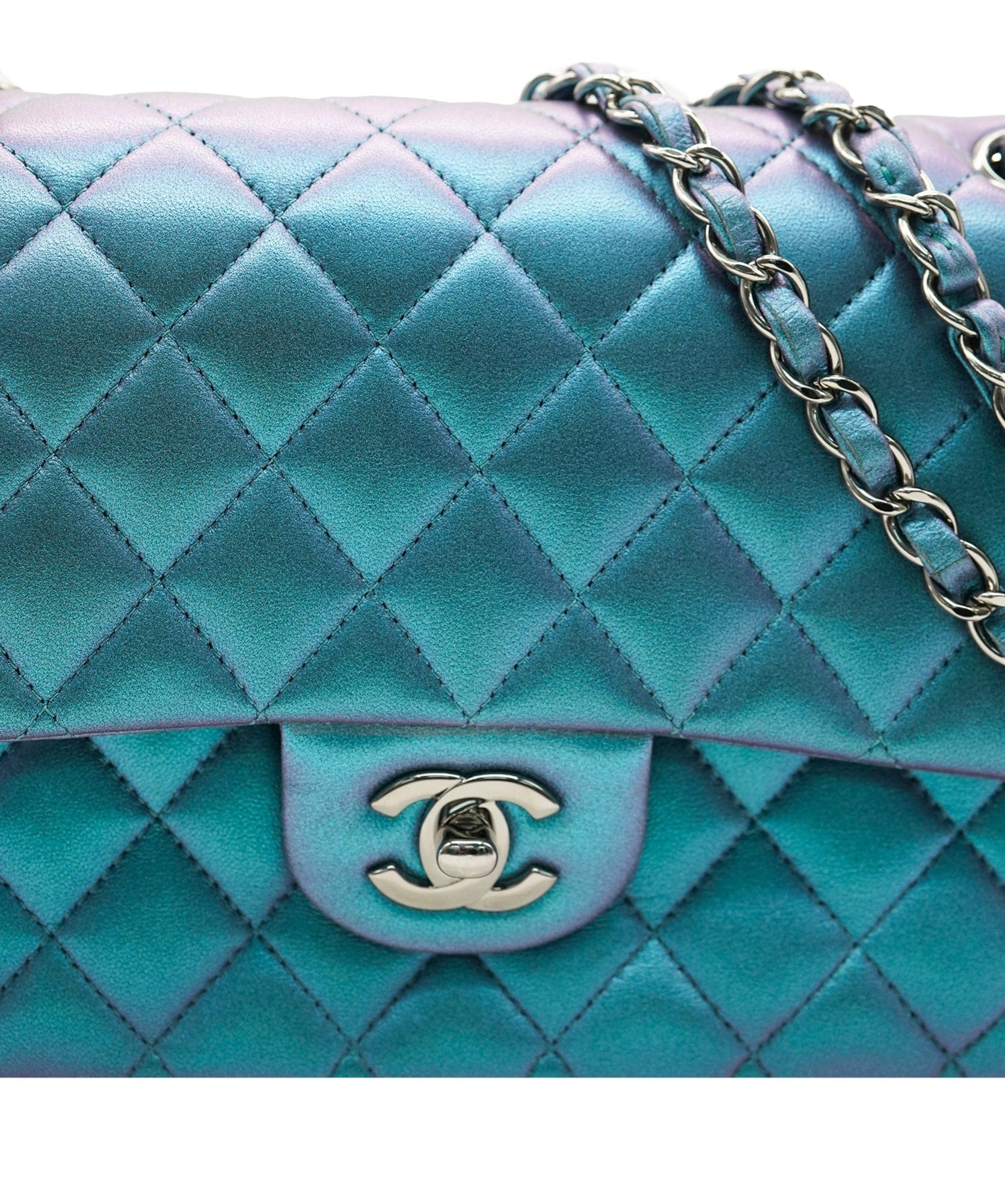 Chanel Chanel Medium Double Metallic Blue Lambskin DXBS3739