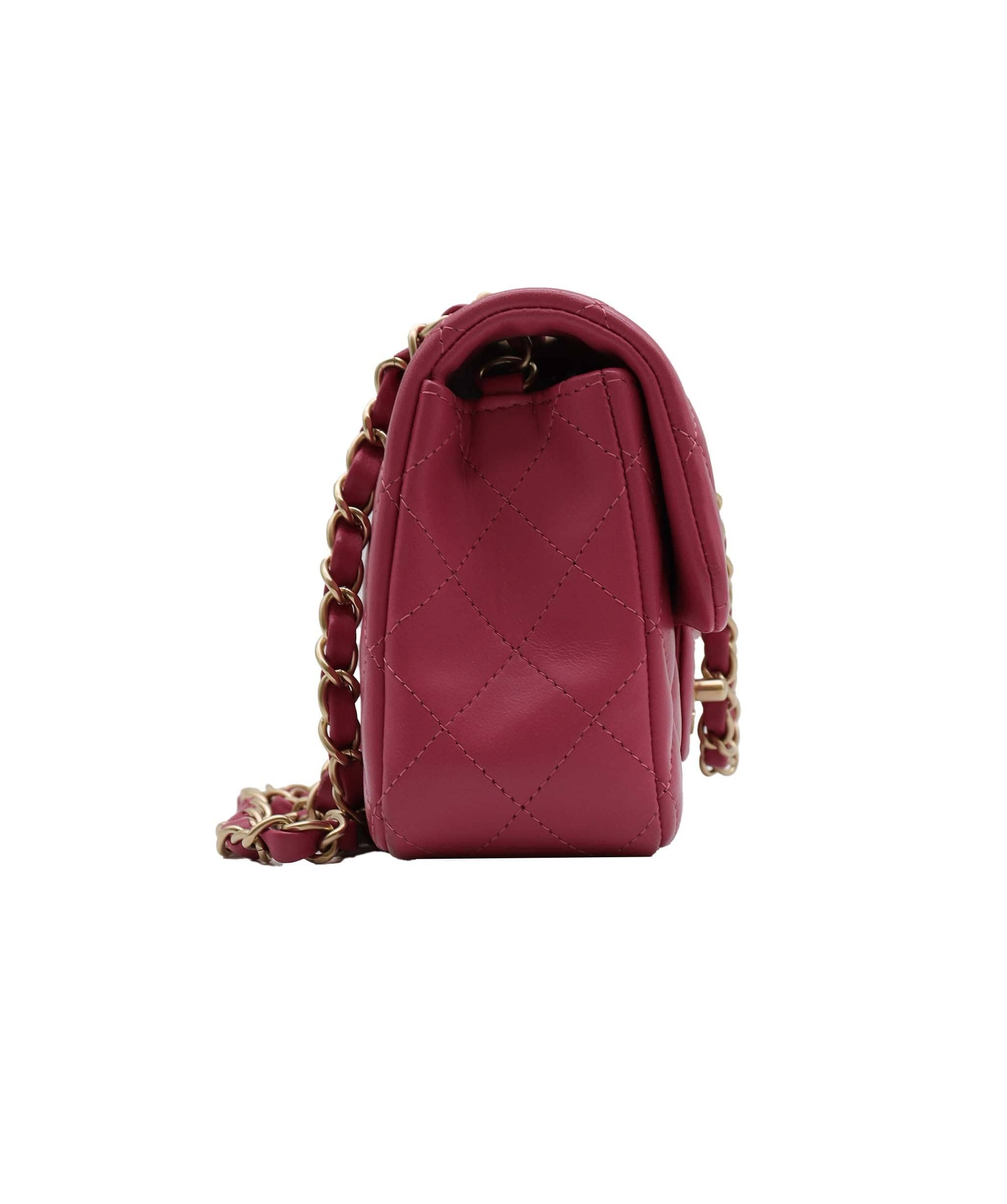 Chanel Chanel Mini 8" rec lamb GHW Hot Pink DXBS2336