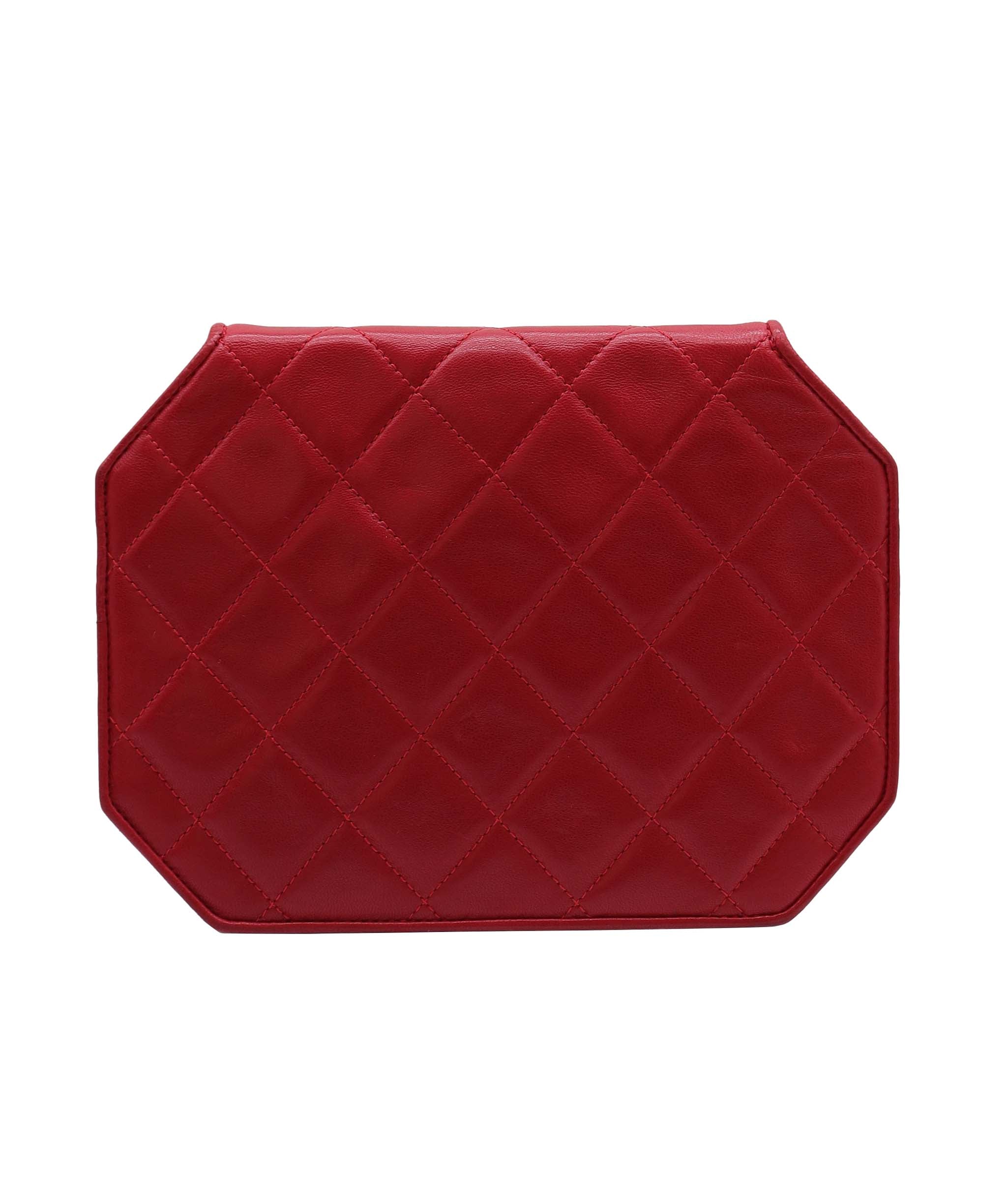 Chanel Chanel Octagon Flap B Red Lambskin C25012096 ASC5860