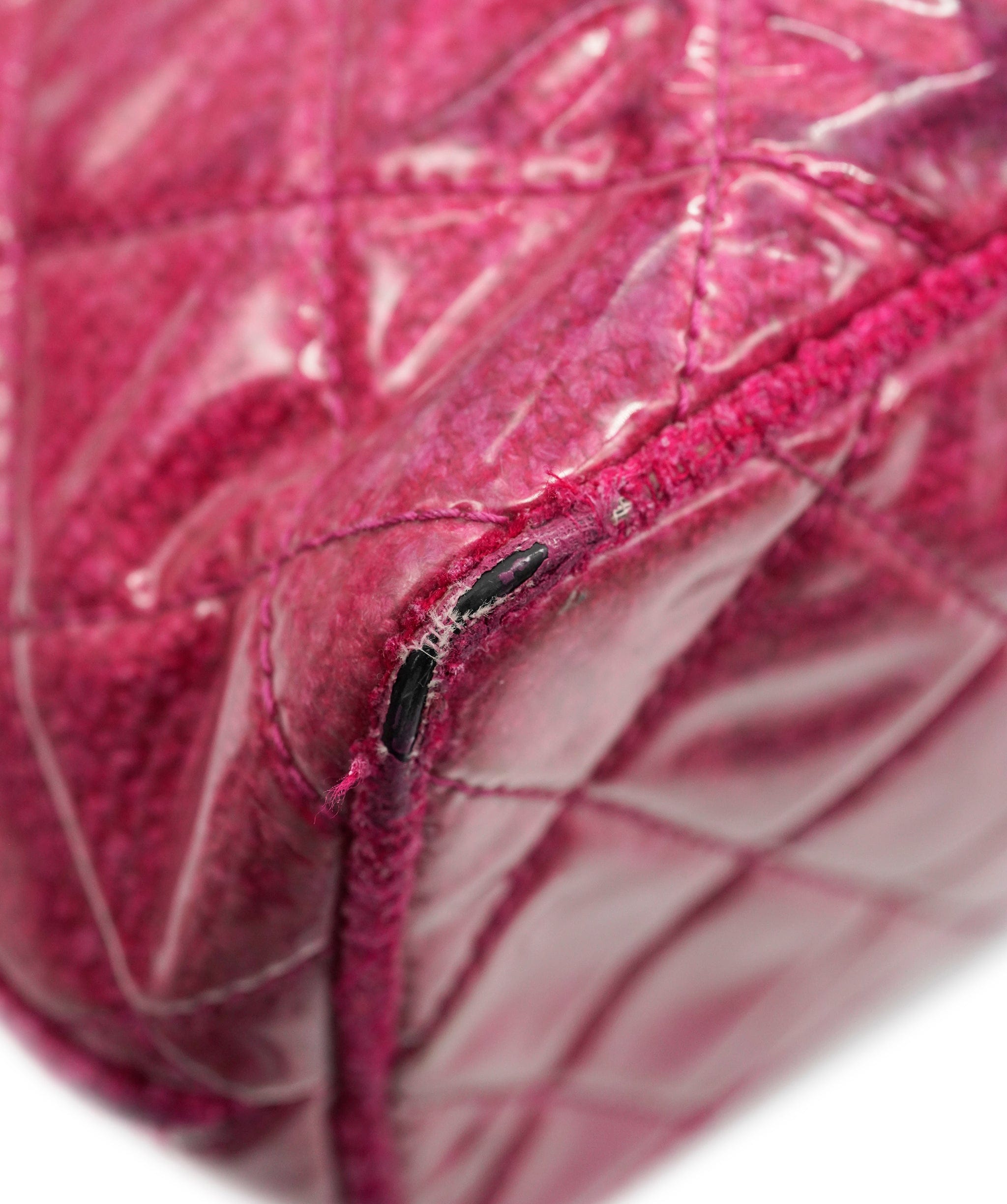 Chanel Chanel Pink Vinyl Quilted Funny Tweed Tote Bag SHW AGC2199