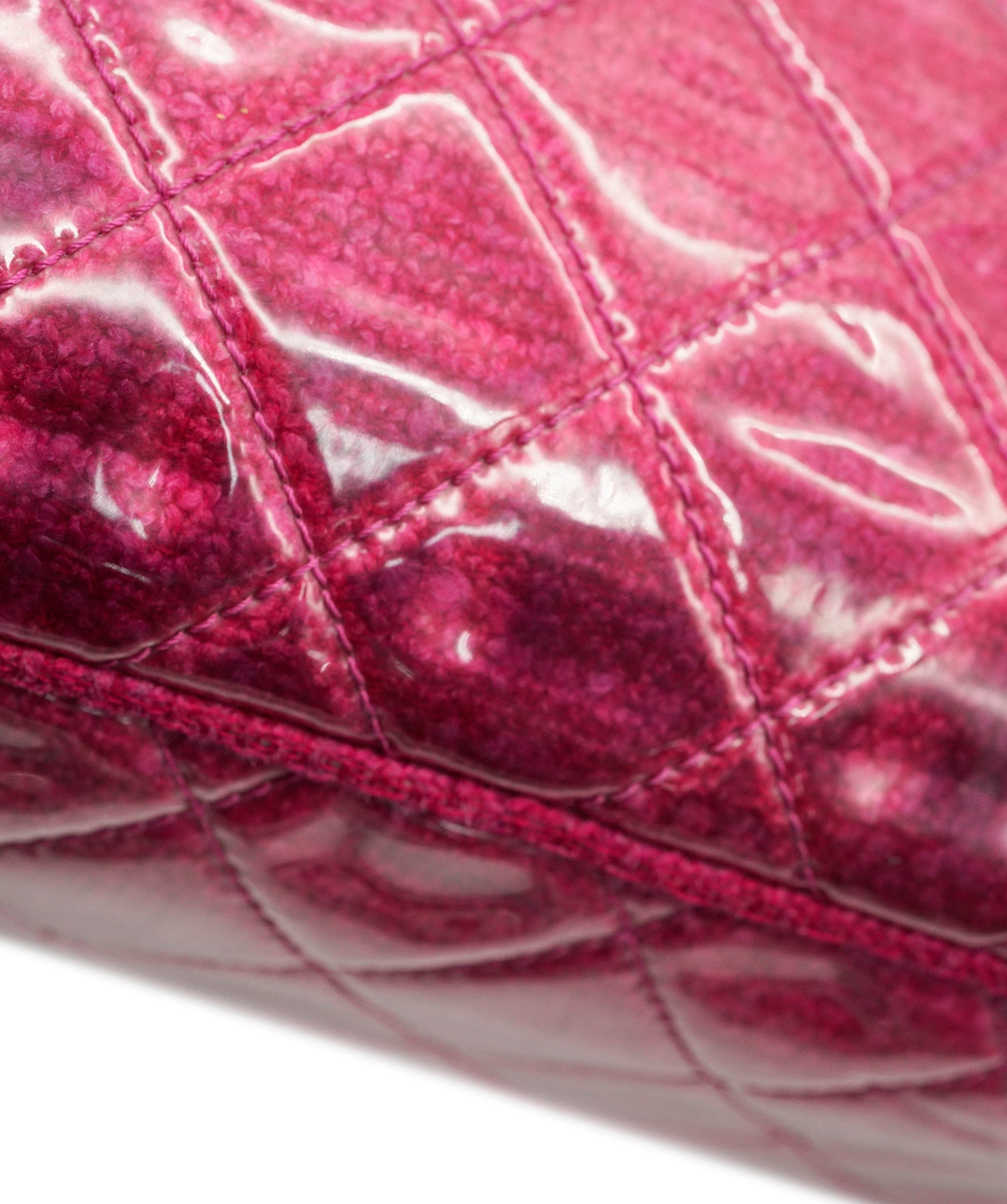 Chanel Chanel Pink Vinyl Quilted Funny Tweed Tote Bag SHW AGC2199