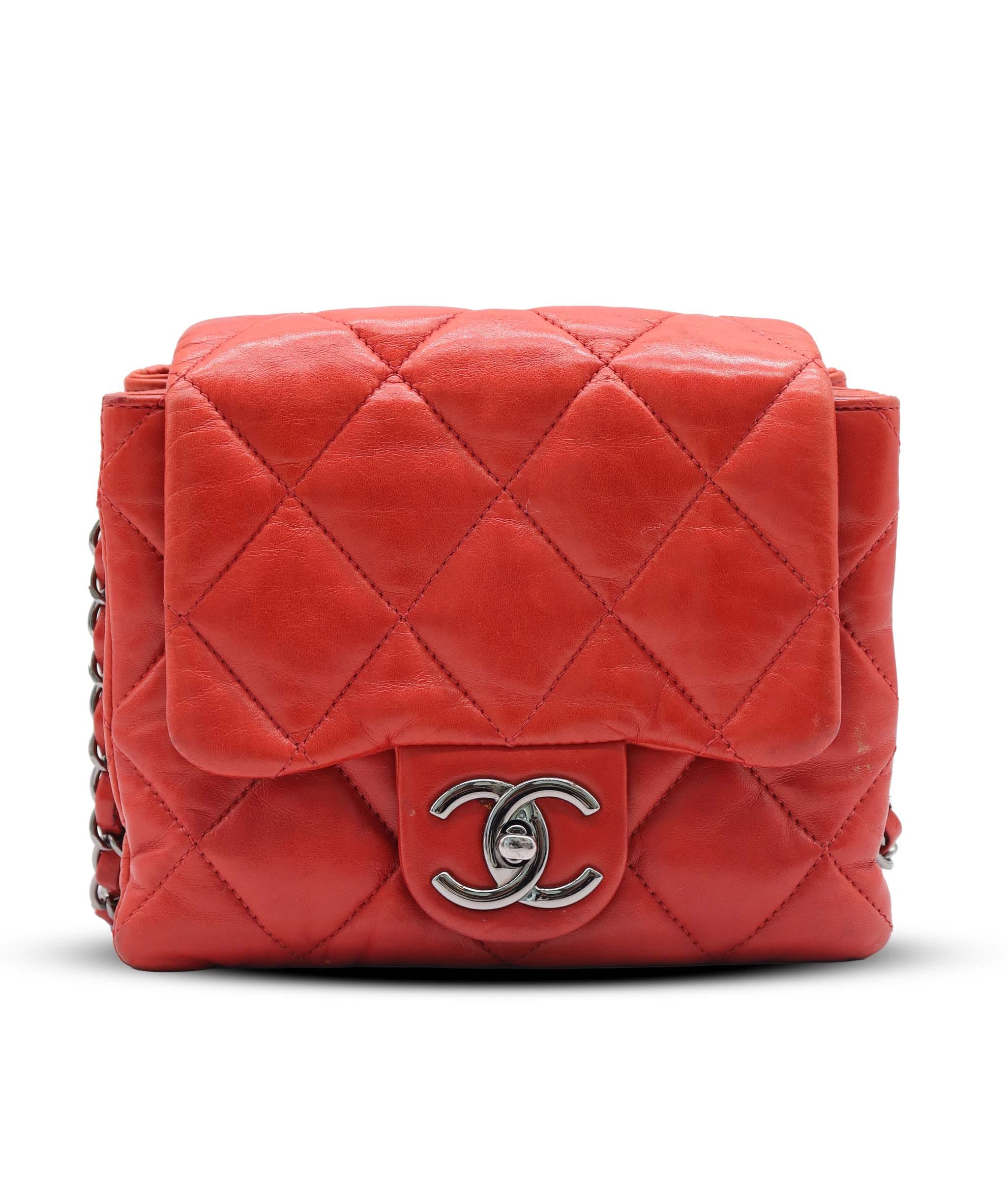 Chanel CHANEL QUILTED LAMBSKIN FLAP RED ASC7286