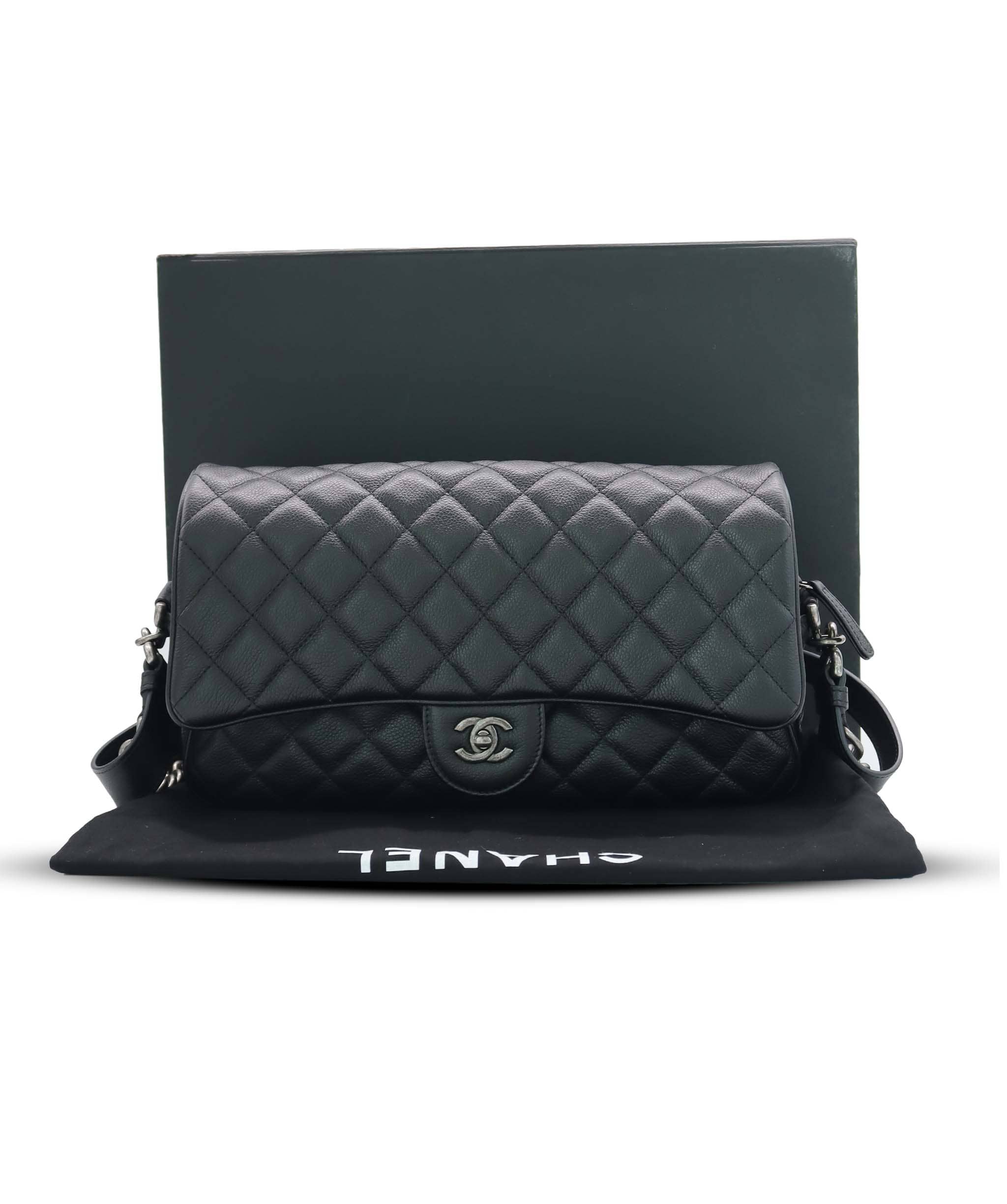 Chanel CHANEL QUILTED LEATHER LARGE BLACK CAVIAR CASUAL ROCK FLAP BAG AGC3777