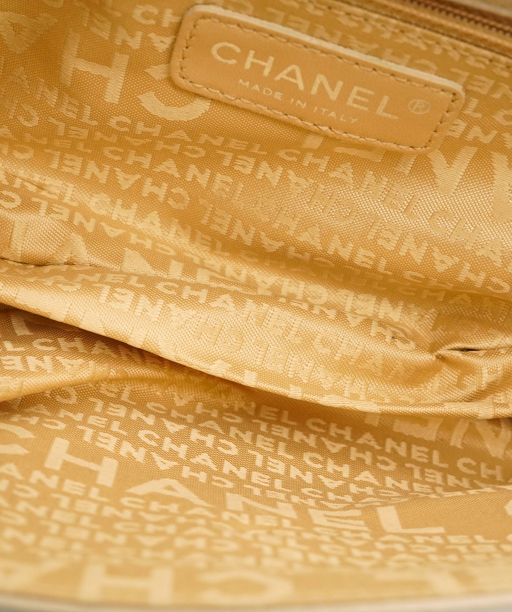 Chanel Chanel Satin Beige CC Pearl Clutch Shoulder Bag ALC2314