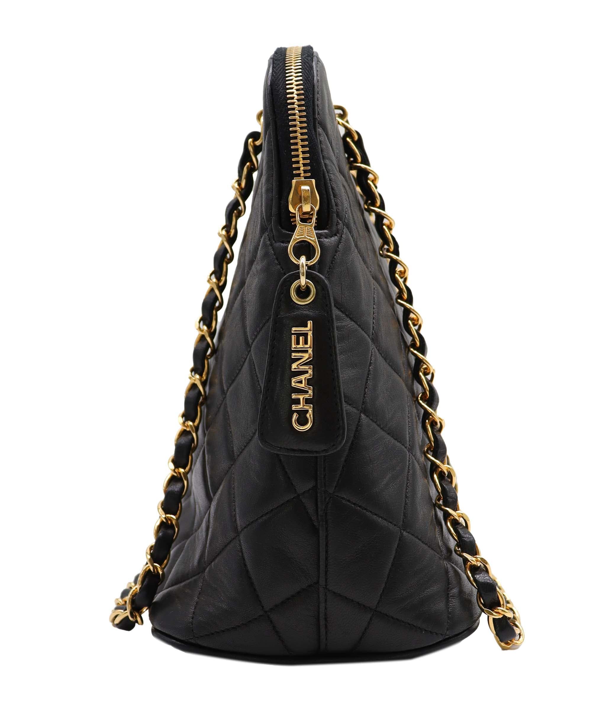 Chanel Chanel Vintage Alma Zip Tote Black Lambskin GHW #4 SKC1994