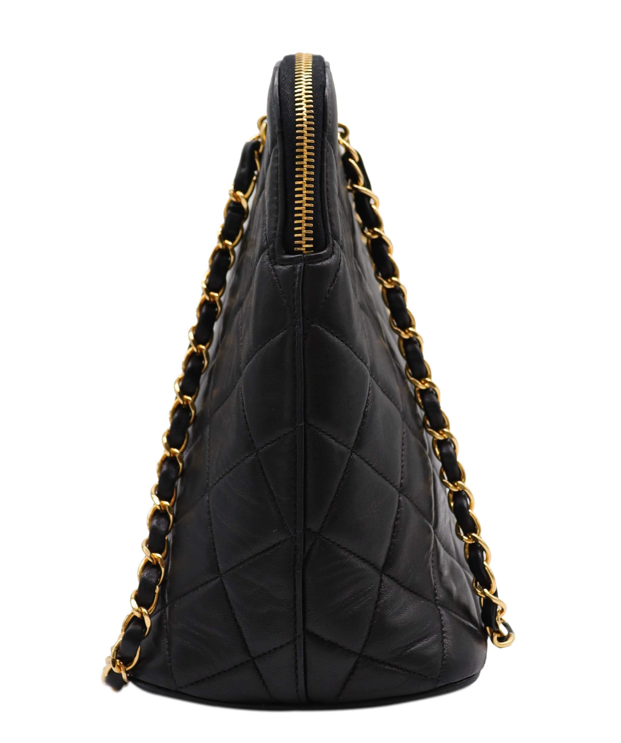 Chanel Chanel Vintage Alma Zip Tote Black Lambskin GHW #4 SKC1994