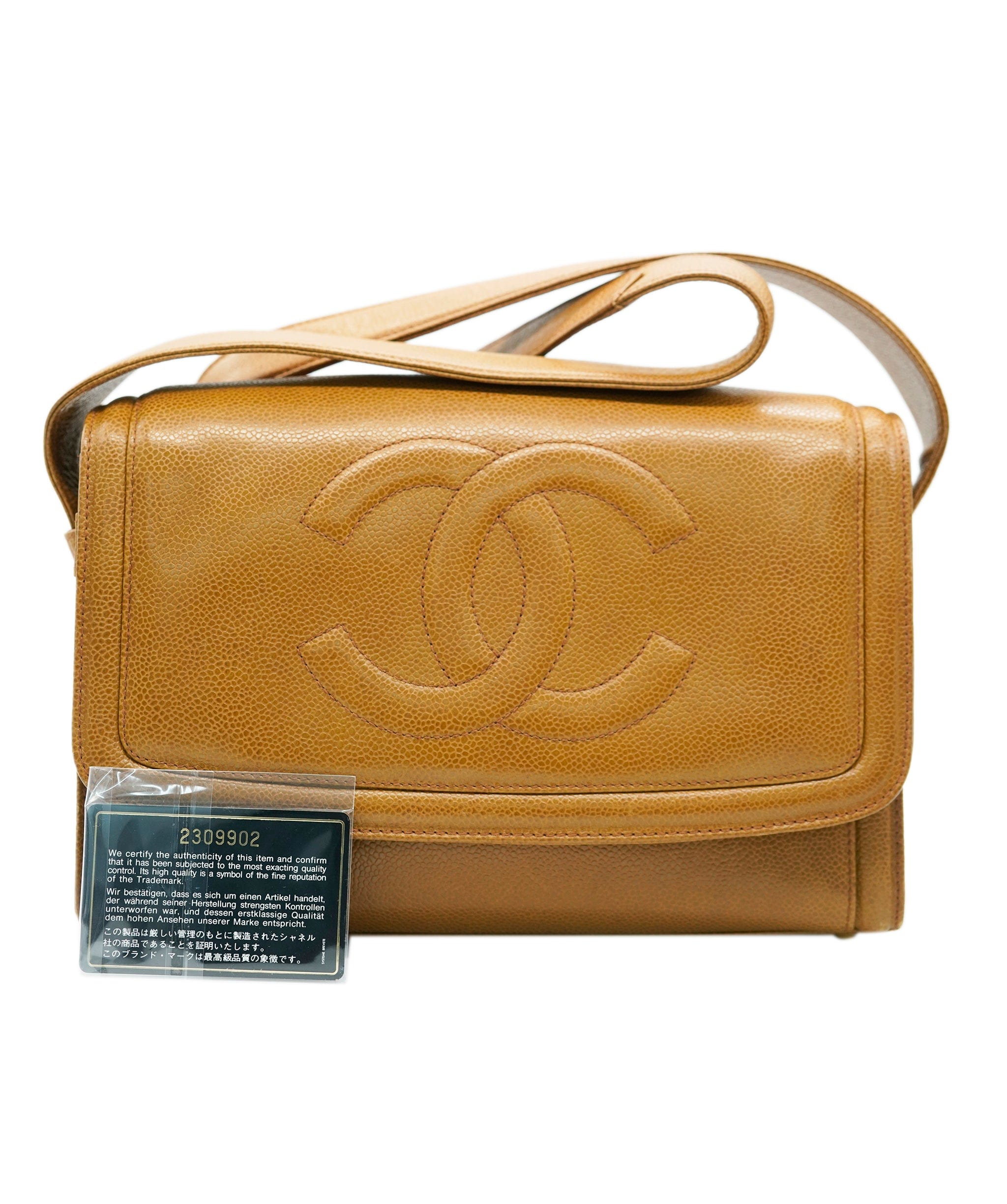 Chanel CHANEL VINTAGE BIG COCO SHOULDER BAG CAMEL CAVIAR SKIN 90234745 DBXS3590