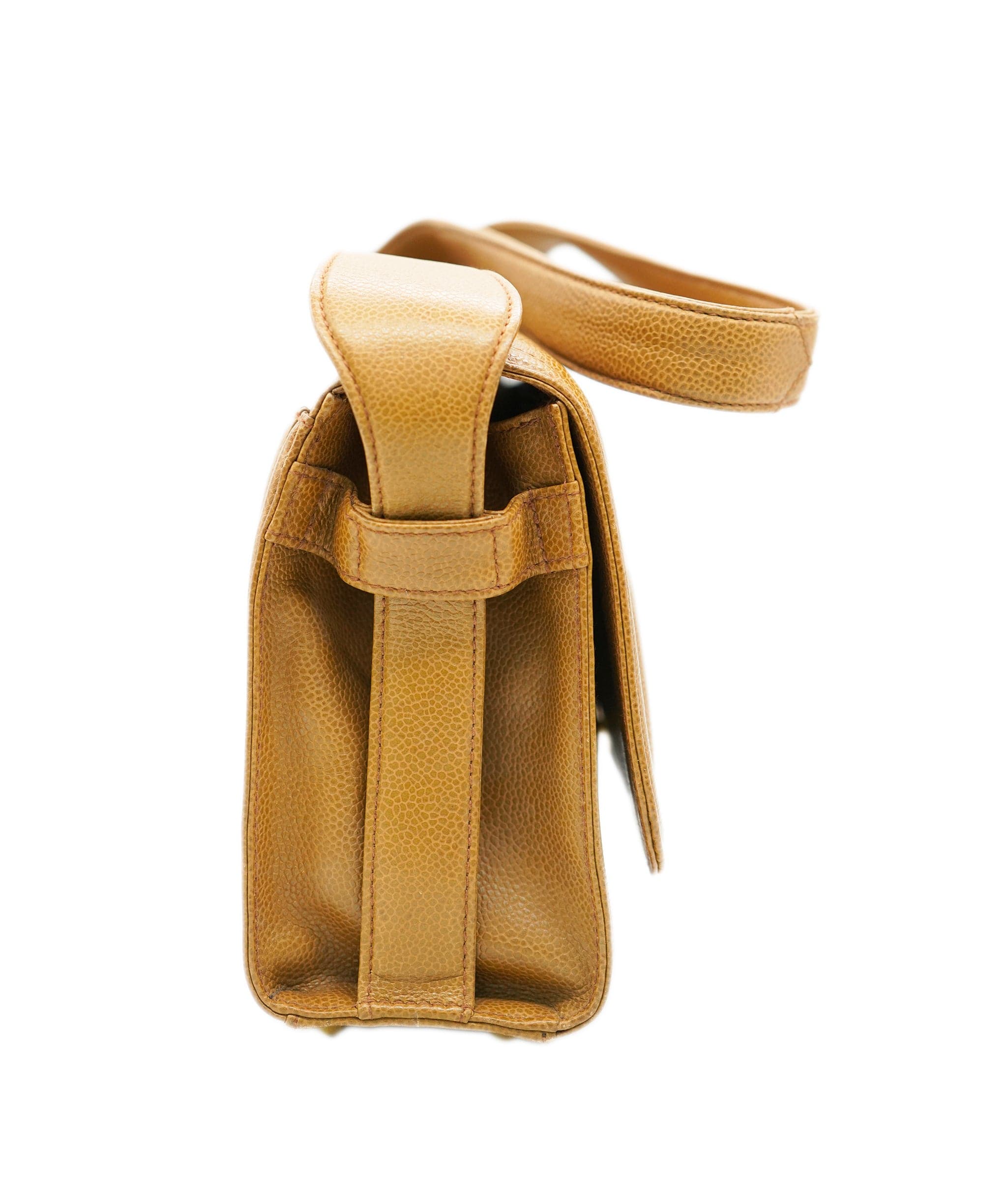 Chanel CHANEL VINTAGE BIG COCO SHOULDER BAG CAMEL CAVIAR SKIN 90234745 DBXS3590