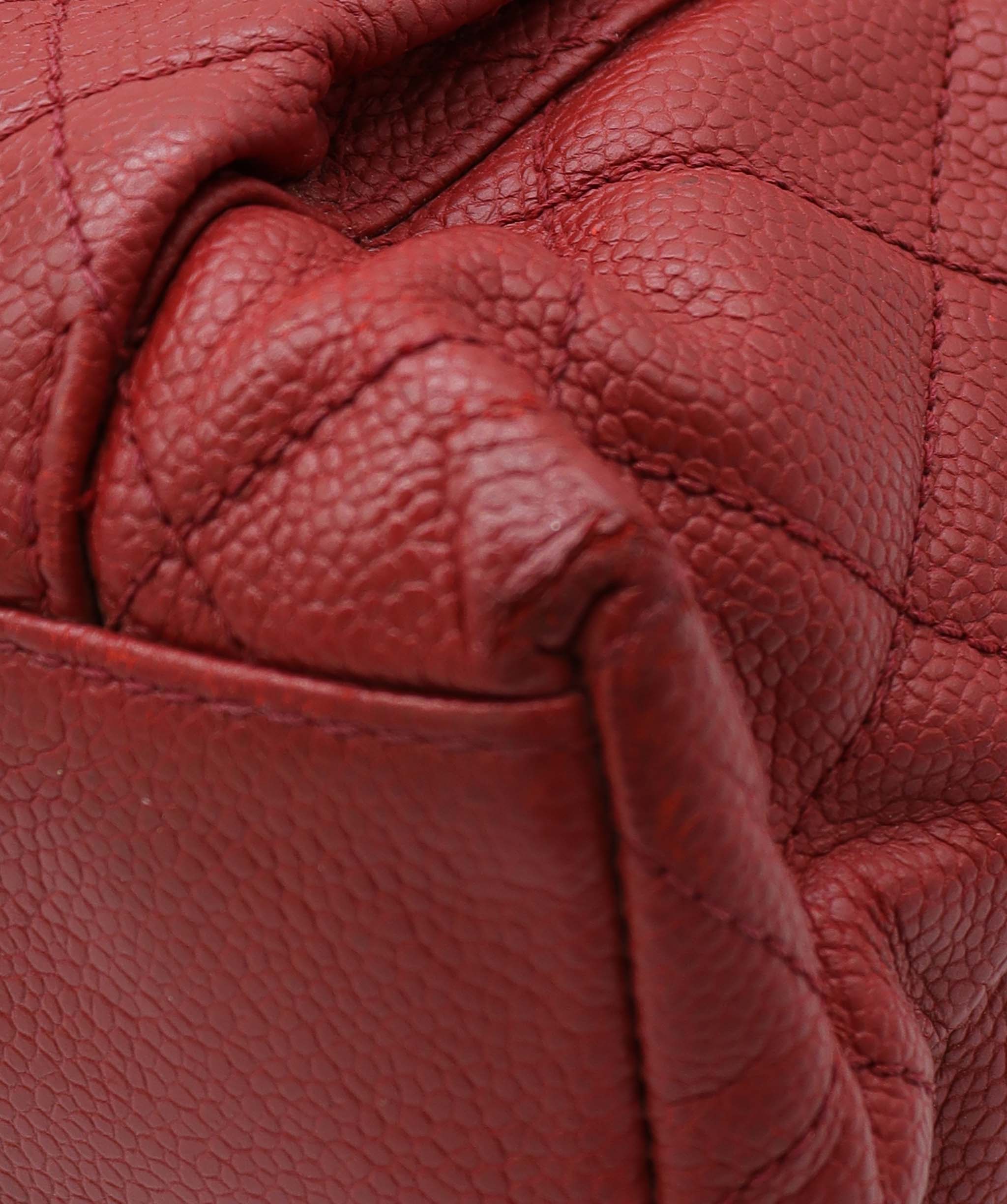 Chanel Chanel Vintage Envelope Turnlock Zip Tote Red Caviar GHW #4 SKC1995