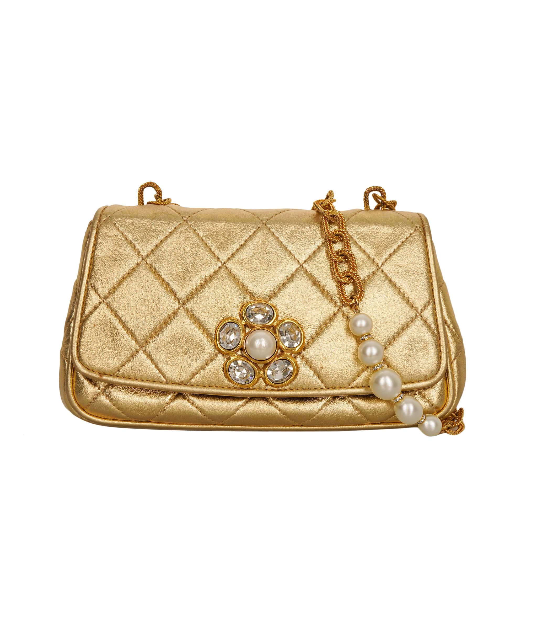 Chanel Chanel Vintage Gripoix Gold Lambskin Pearl Bag ALC2704