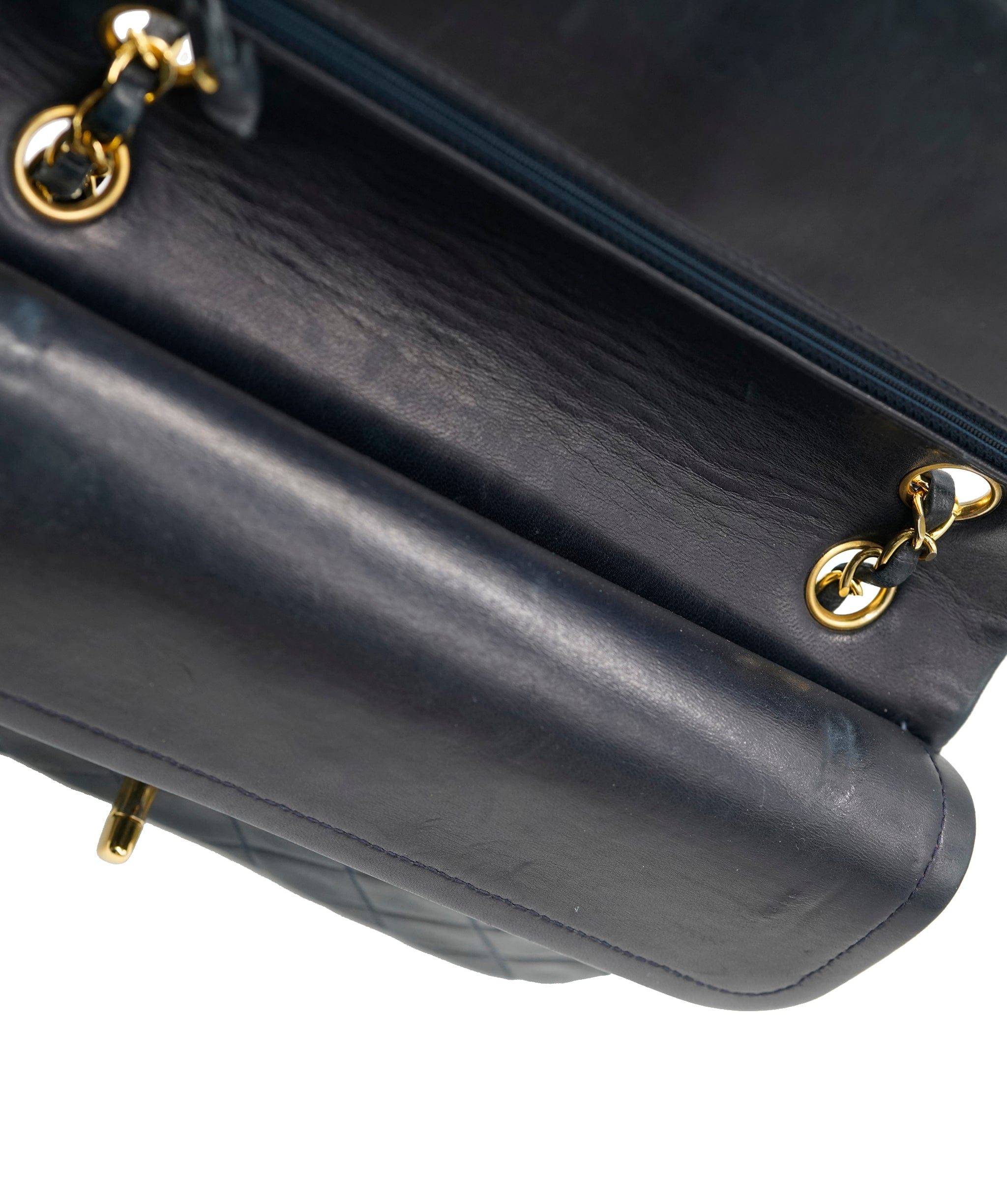 Chanel Chanel Vintage Navy Lambskin Medium Double Flap GHW Crossbody Bag ALC2308