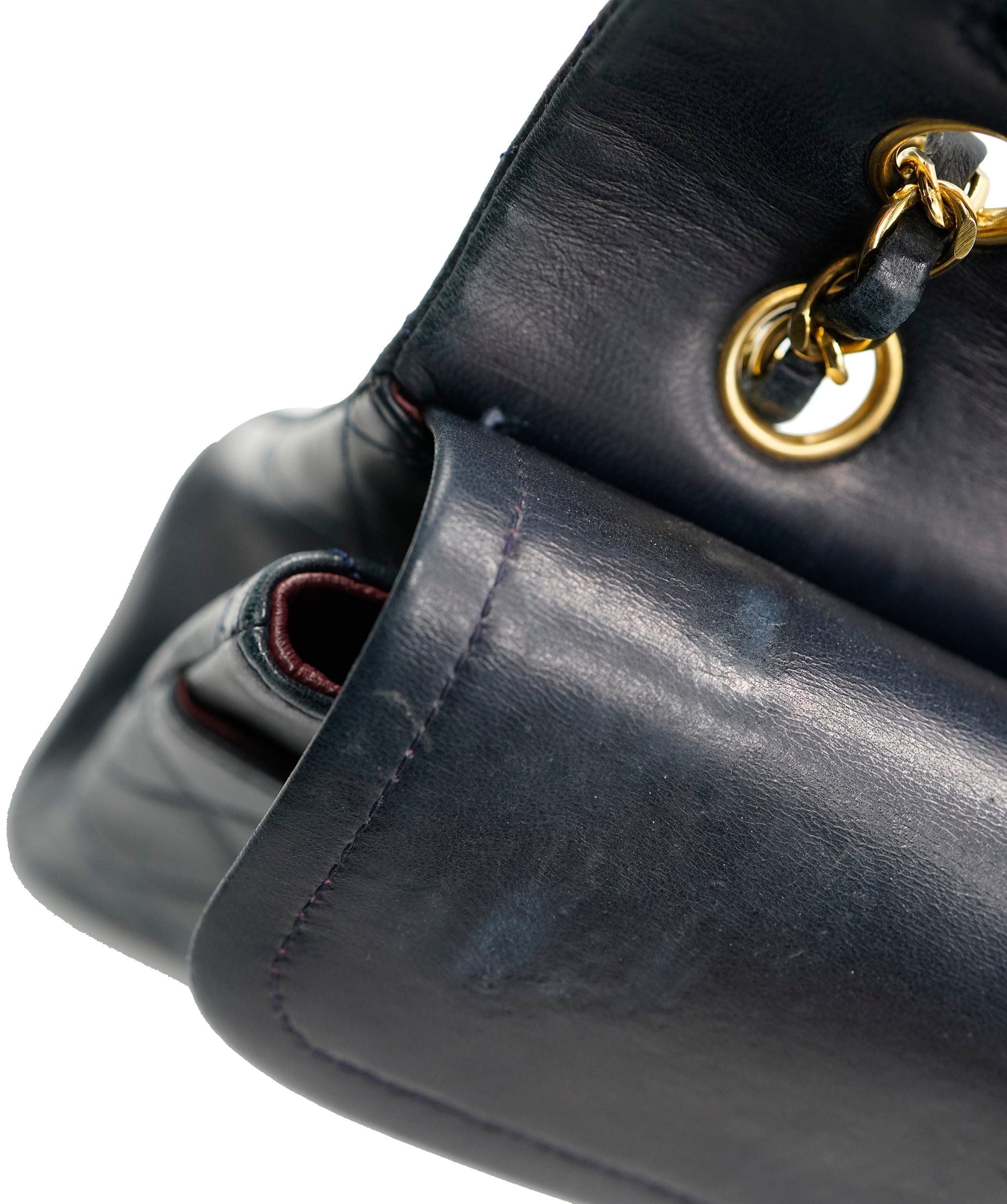 Chanel Chanel Vintage Navy Lambskin Medium Double Flap GHW Crossbody Bag ALC2308