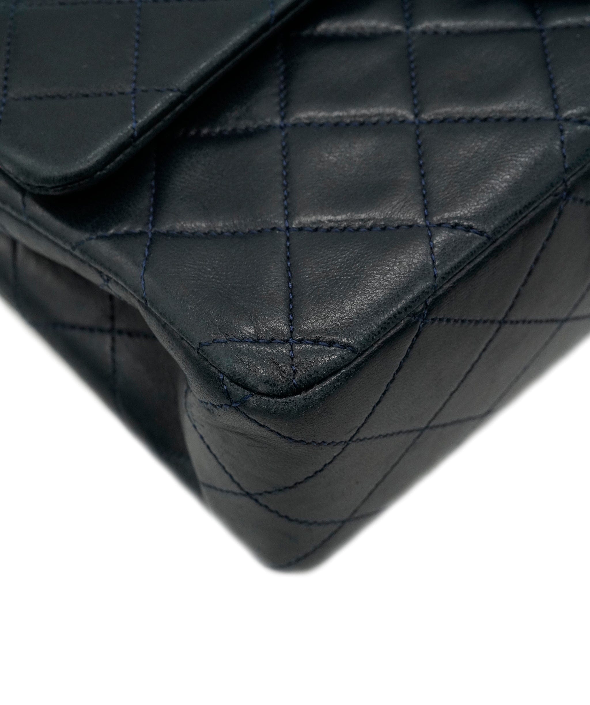 Chanel Chanel Vintage Navy Lambskin Medium Double Flap GHW Crossbody Bag ALC2308