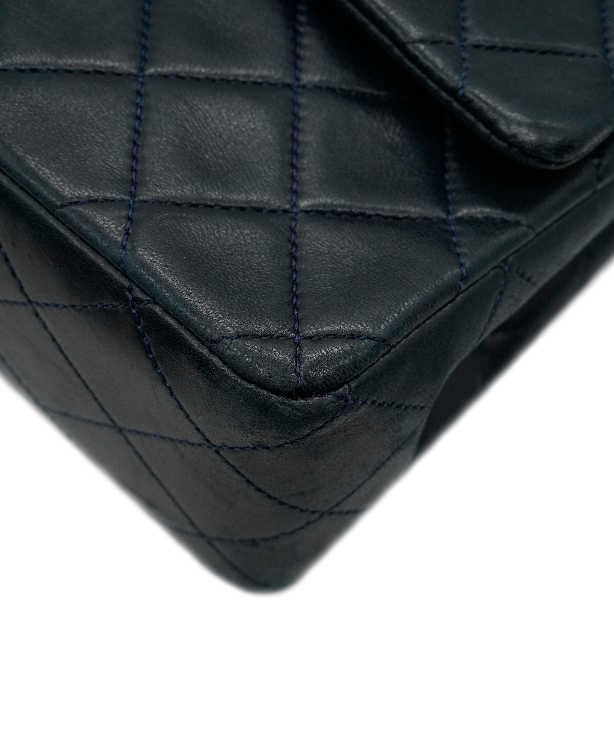 Chanel Chanel Vintage Navy Lambskin Medium Double Flap GHW Crossbody Bag ALC2308