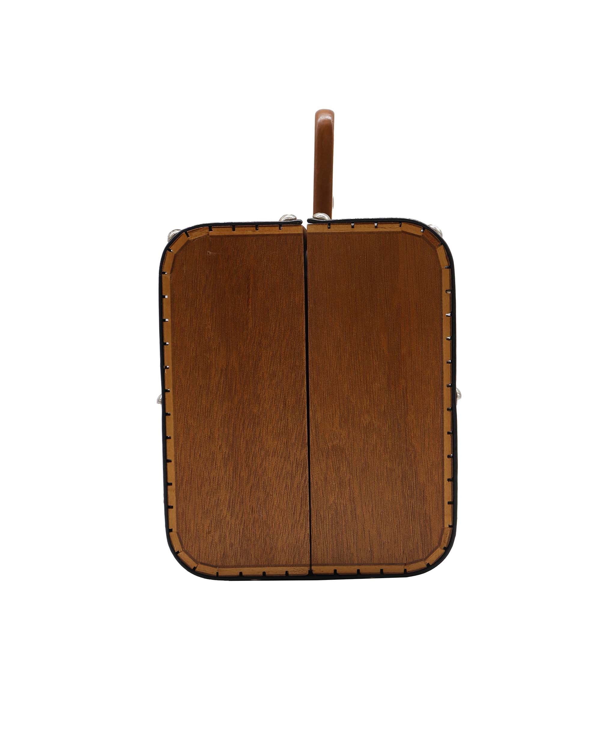 Chanel CHANEL VINTAGE WOOD VANITY HAND BAG WOOD LEATHER BROWN 90241772 DXBS2292