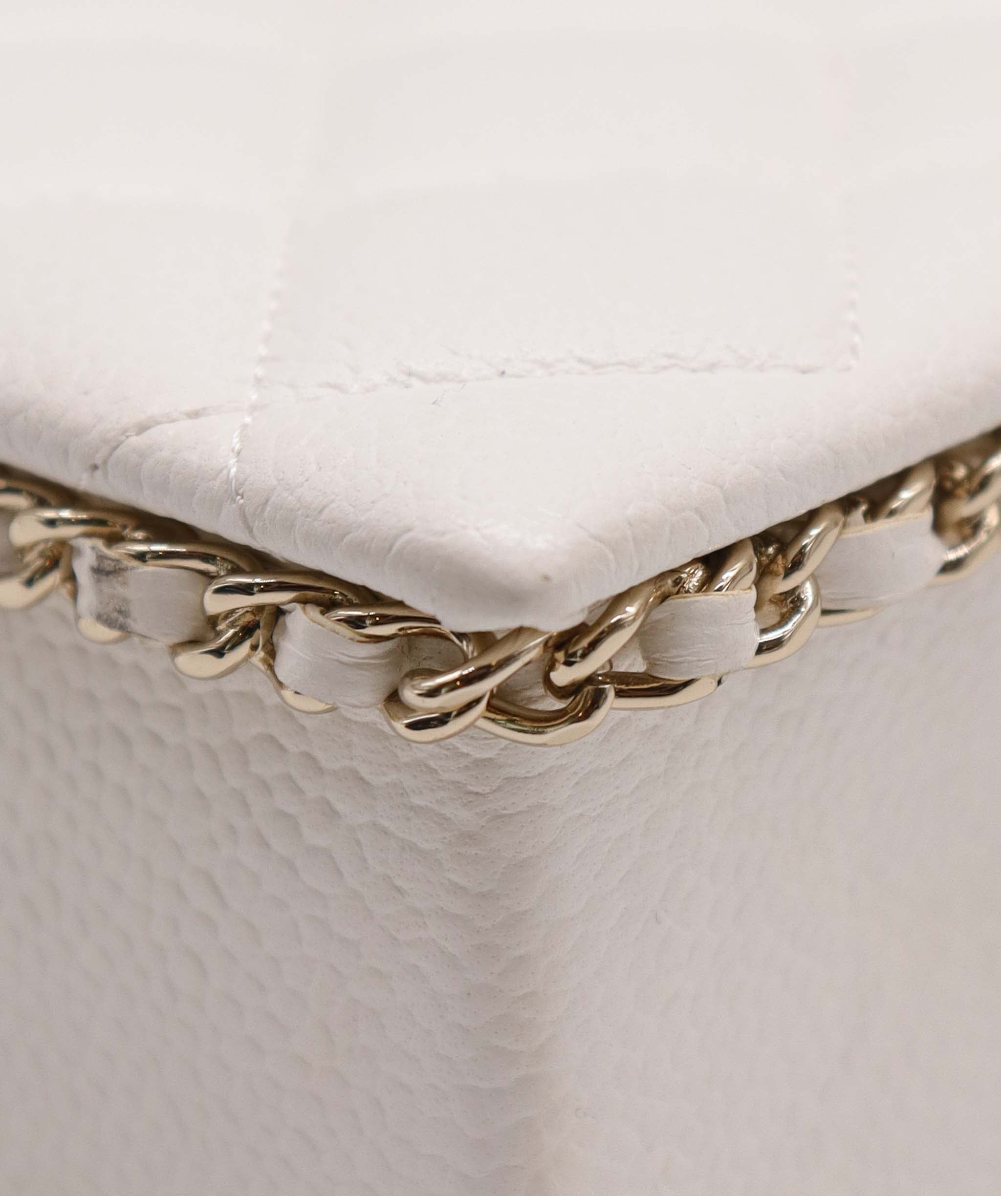 Chanel Chanel White Quilted Caviar Leather Evening Crossbody Bag ASC6900