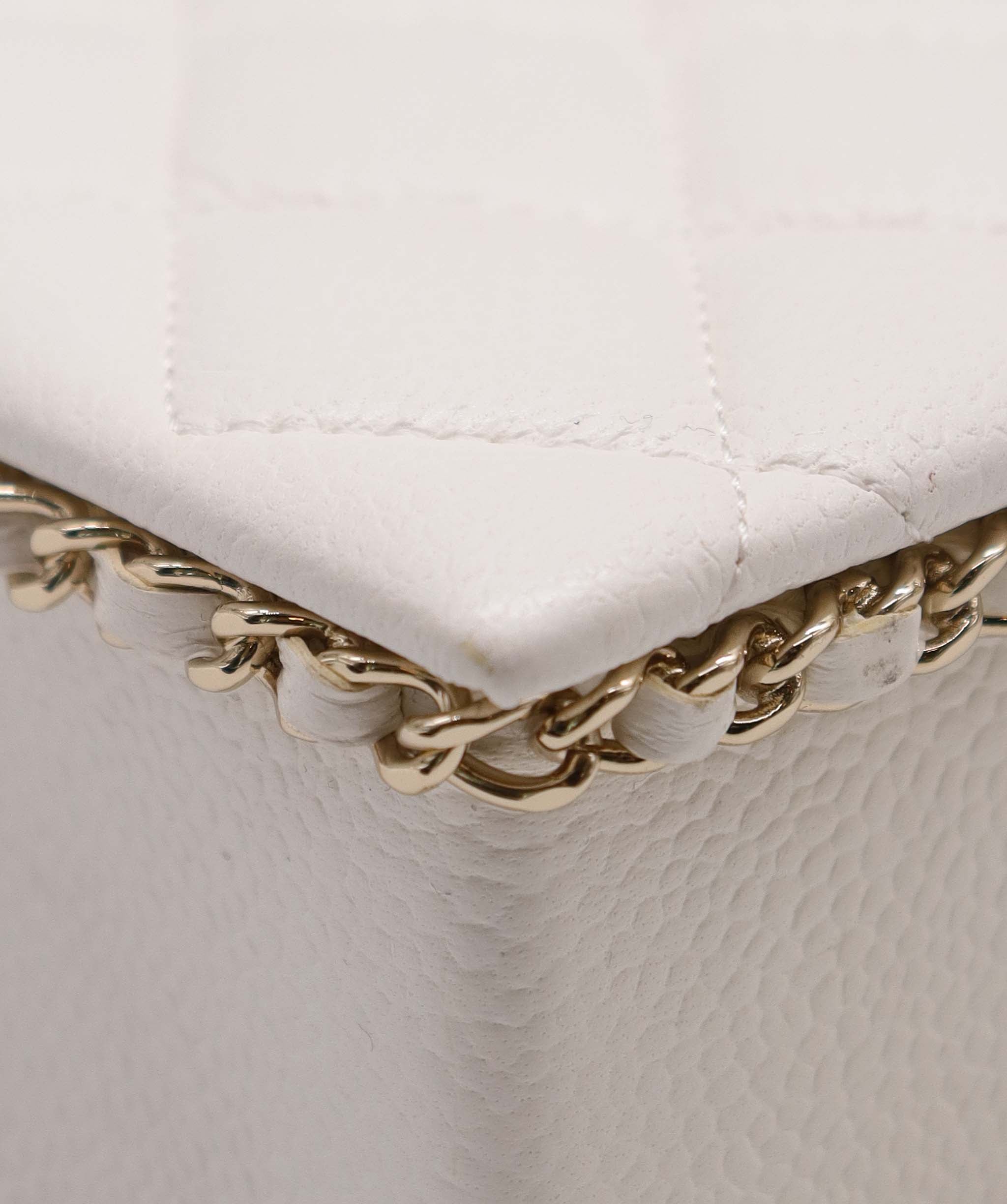 Chanel Chanel White Quilted Caviar Leather Evening Crossbody Bag ASC6900