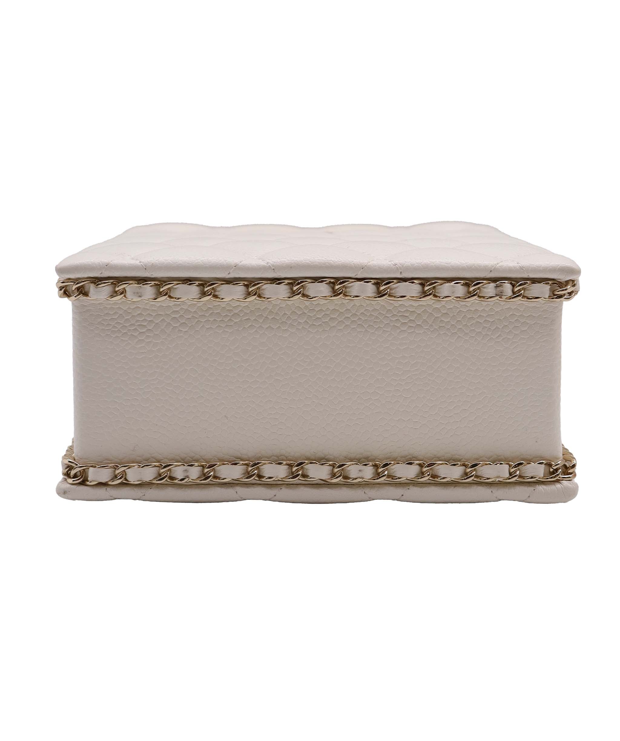 Chanel Chanel White Quilted Caviar Leather Evening Crossbody Bag ASC6900