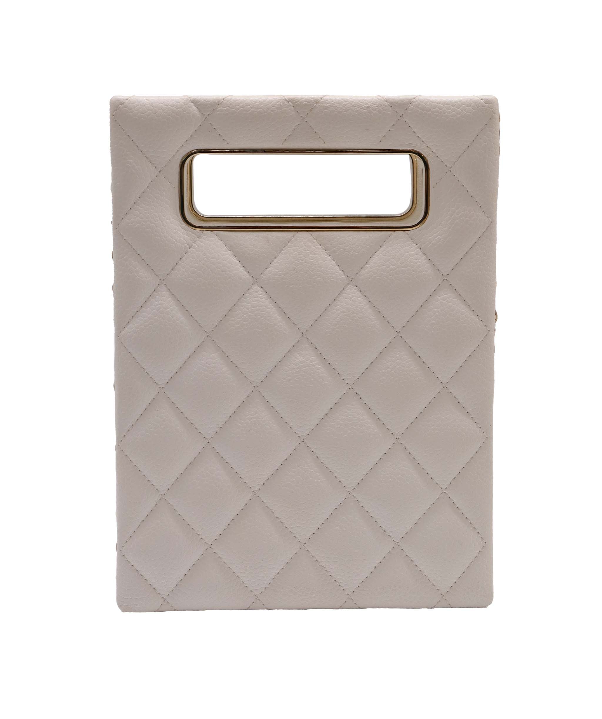 Chanel Chanel White Quilted Caviar Leather Evening Crossbody Bag ASC6900
