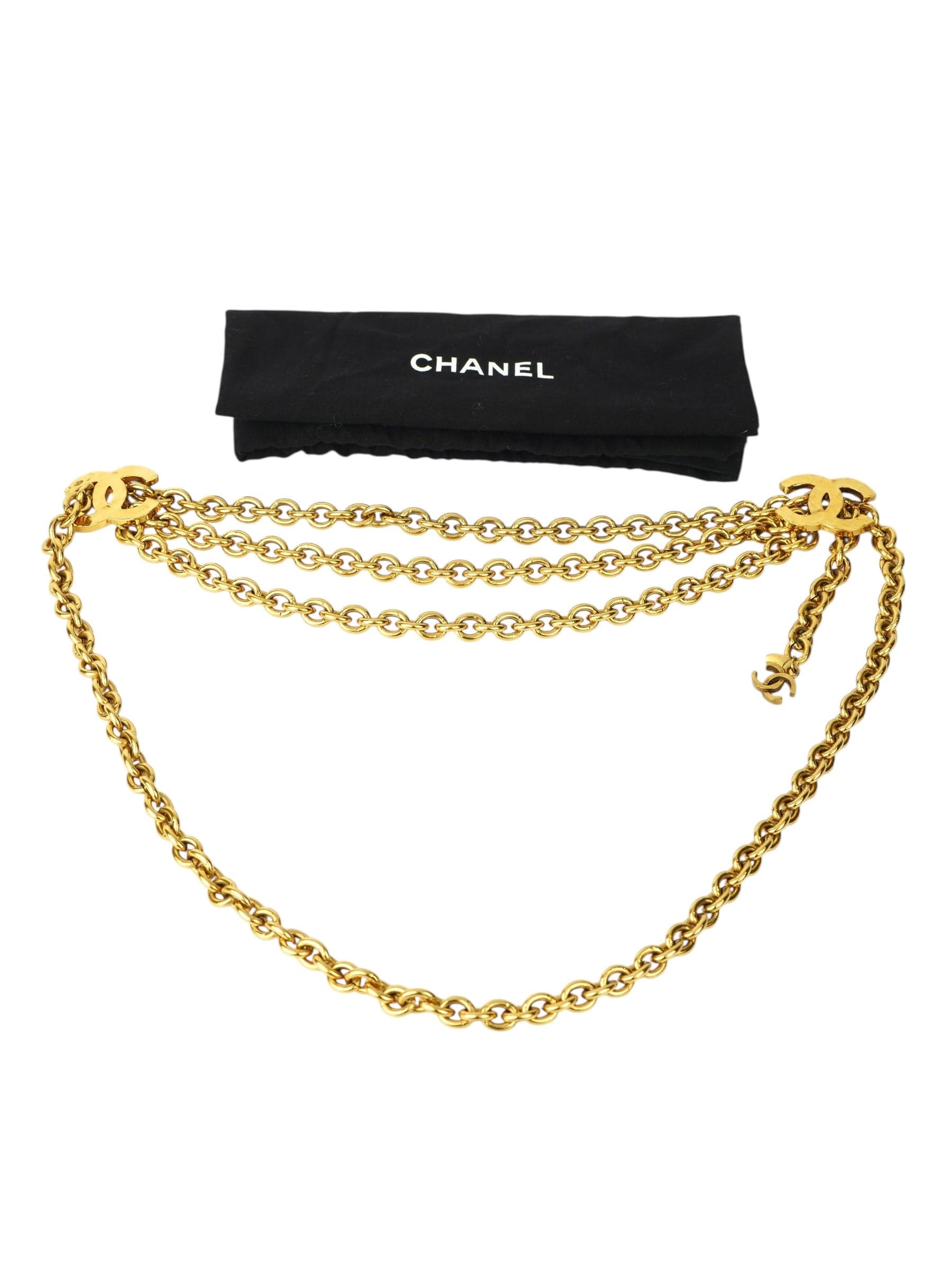 Chanel Chanel 1980s Vintage Gold Logo CC Triple Chain Belt