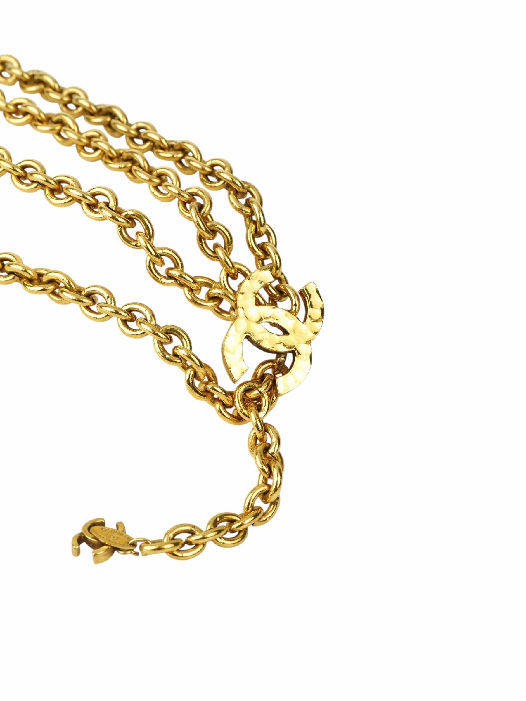 Chanel Chanel 1980s Vintage Gold Logo CC Triple Chain Belt