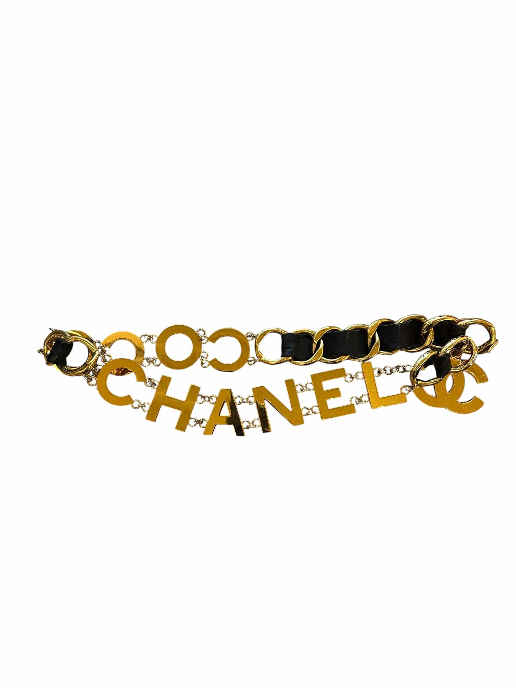 Chanel Chanel Vintage Gold & Leather Chain Belt 93A