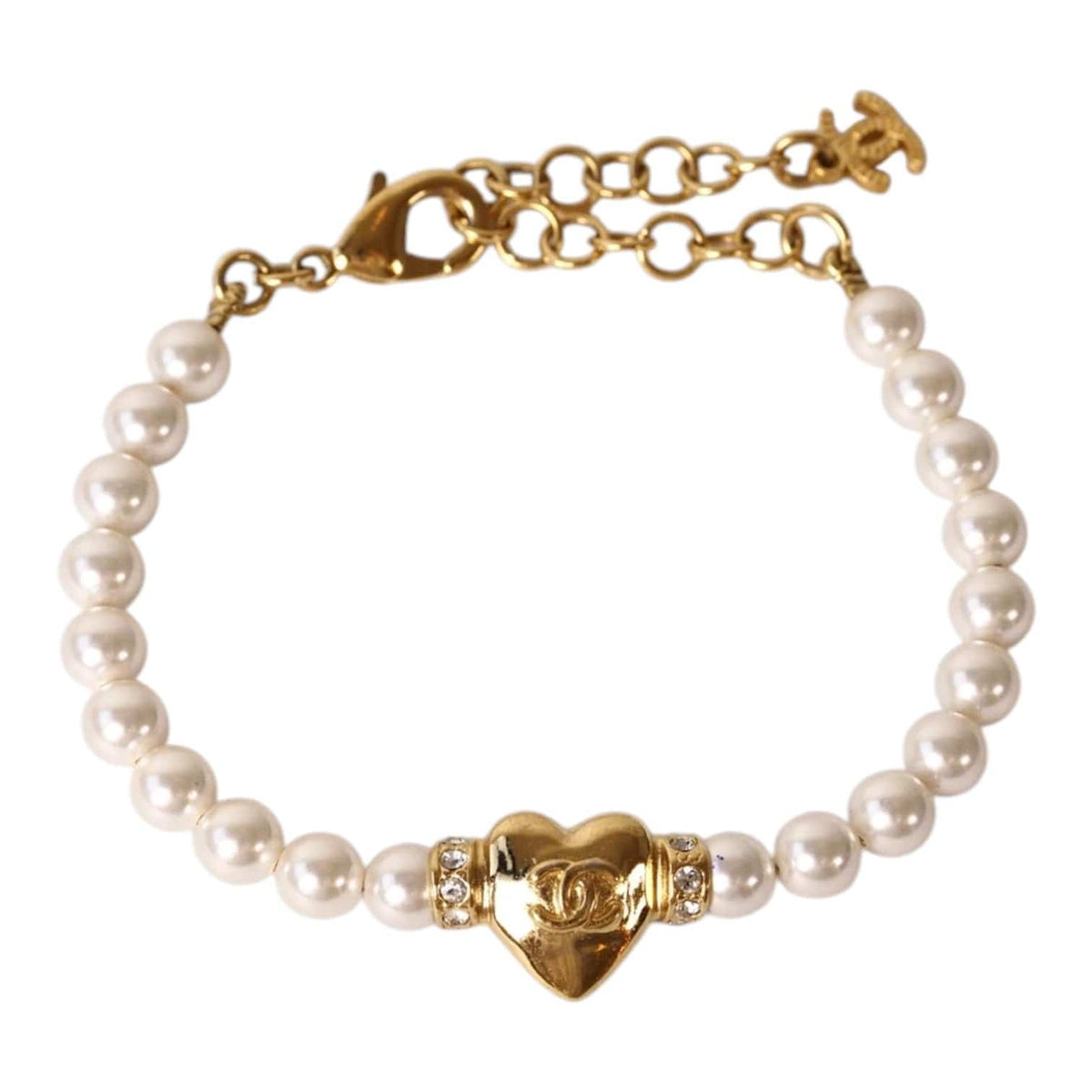 Chanel Chanel 24P CC Heart with Pearl Bracelet in Box