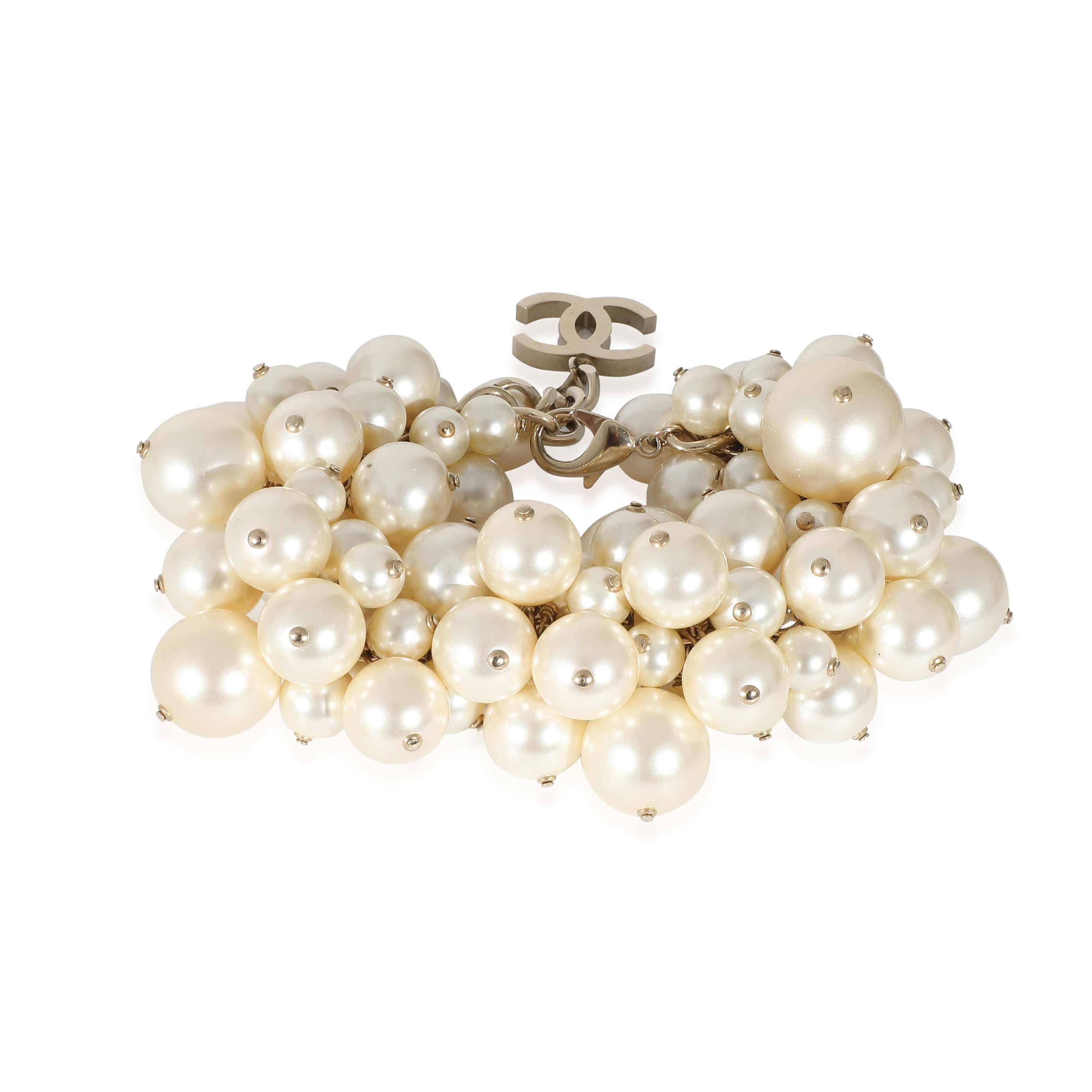 Chanel 2013 Gold Plated Large Faux Pearl Cluster Bracelet LuxuryPromise
