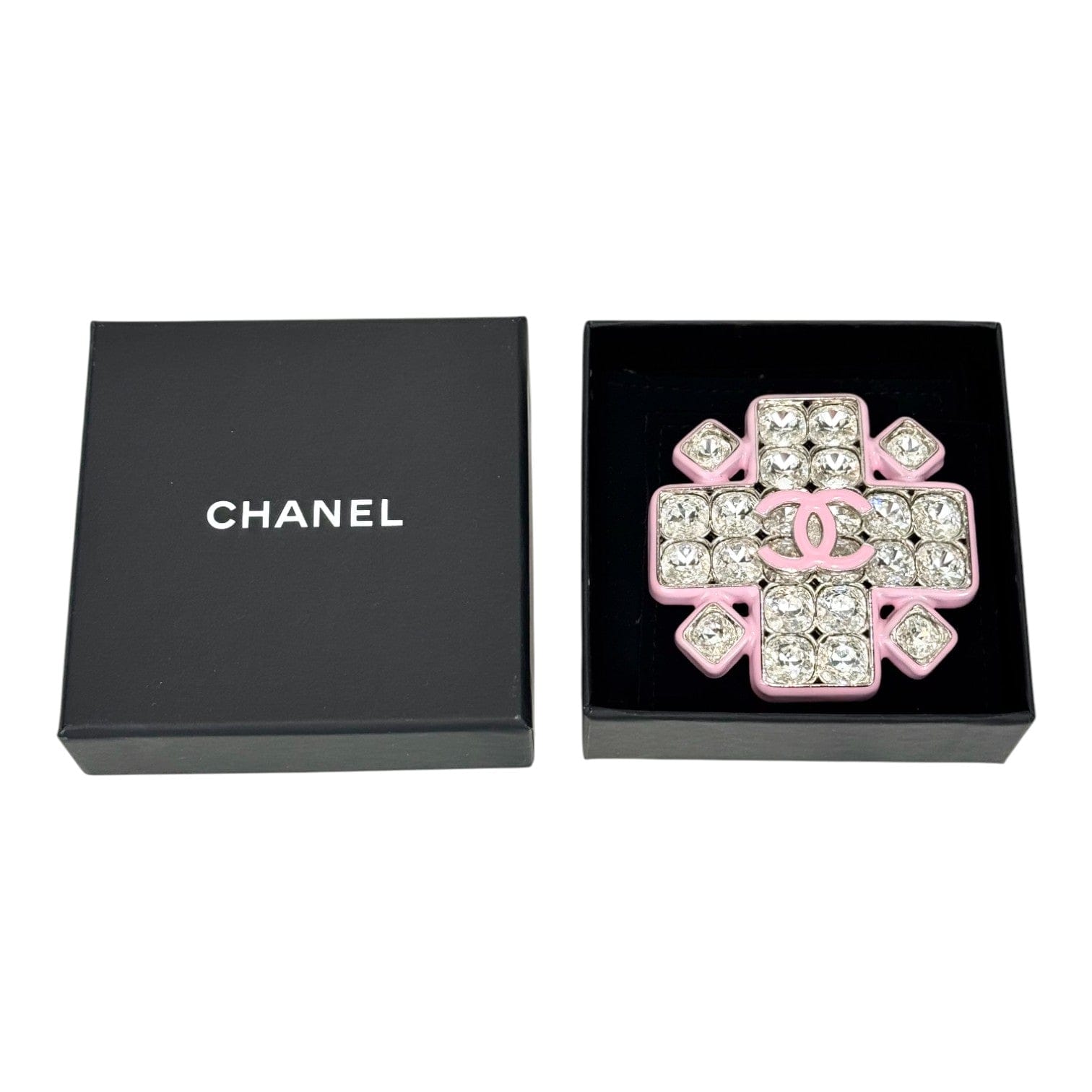 Chanel Chanel Crystal Brooch Pink CC Logo 19C