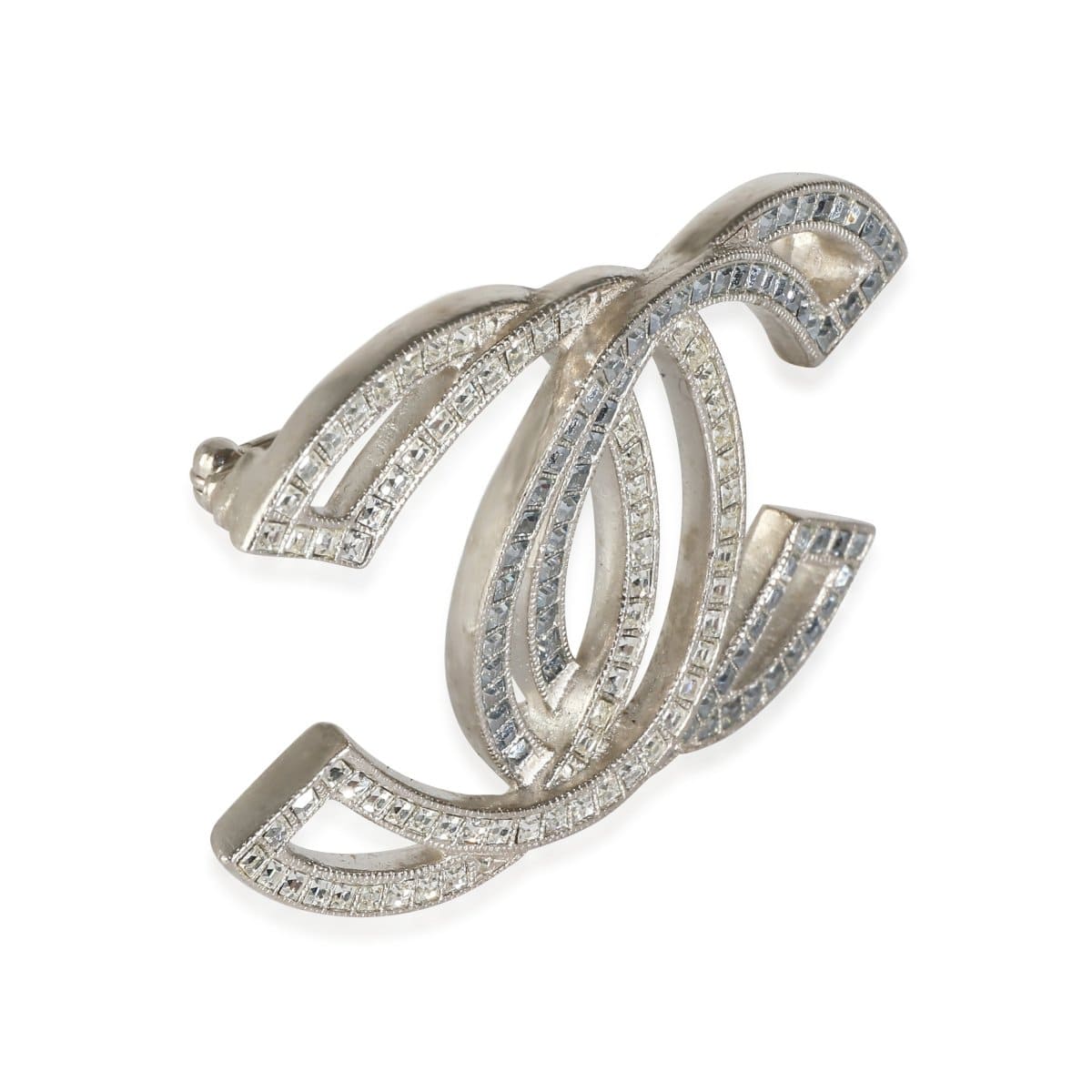 Chanel 2016 CC Palladium Plated Brooch With Strass