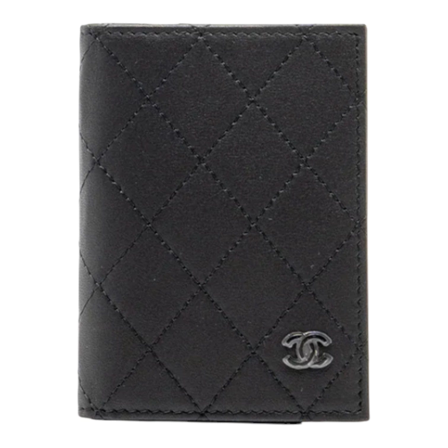 Chanel Chanel Quilted CC Card Holder Calfskin Black With Black Hardware (Microchip) - GIFTABLE
