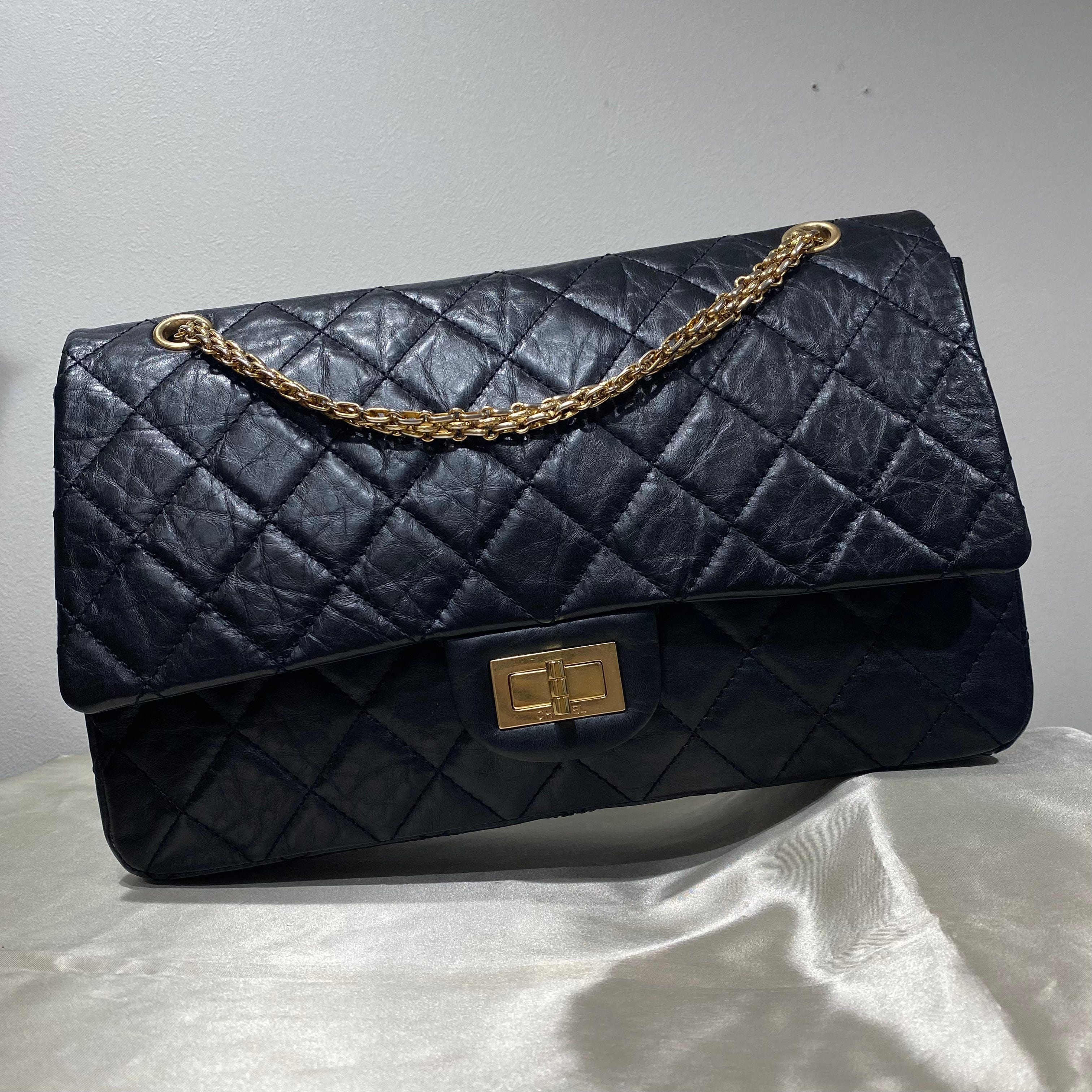 Chanel CHANEL 2.55 CHAIN SHOULDER BAG BLACK CALF SKIN 90197993