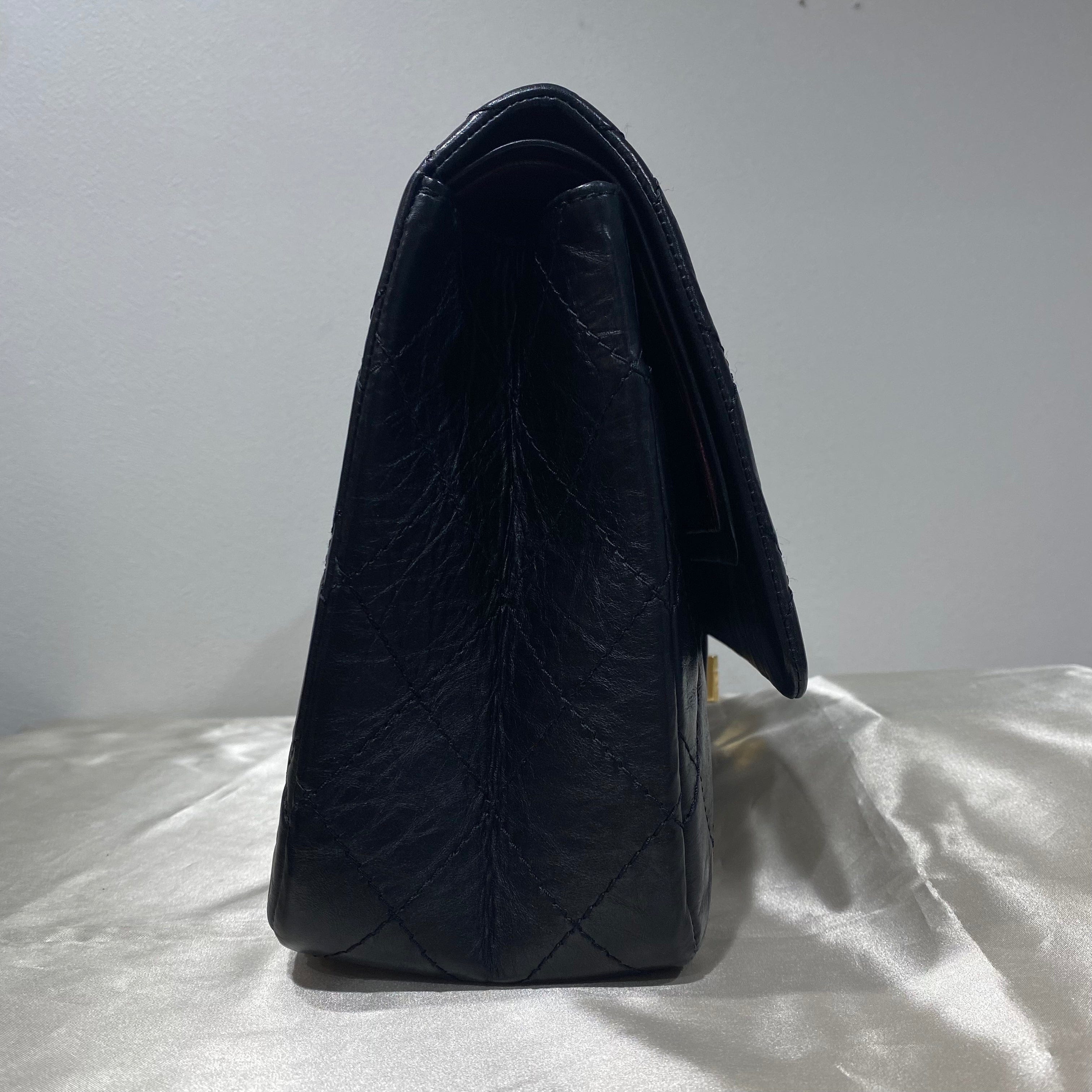 Chanel CHANEL 2.55 CHAIN SHOULDER BAG BLACK CALF SKIN 90197993