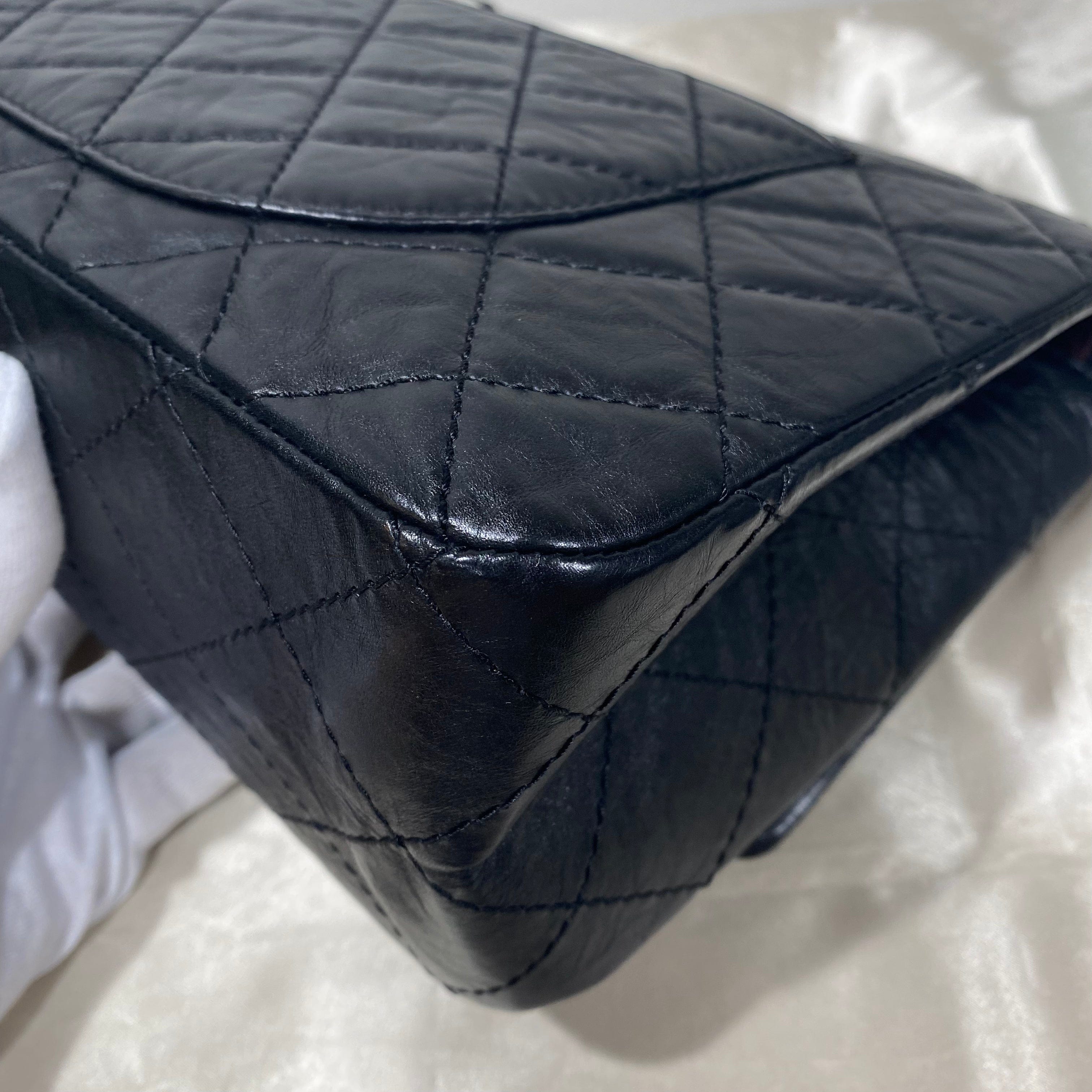 Chanel CHANEL 2.55 CHAIN SHOULDER BAG BLACK CALF SKIN 90197993