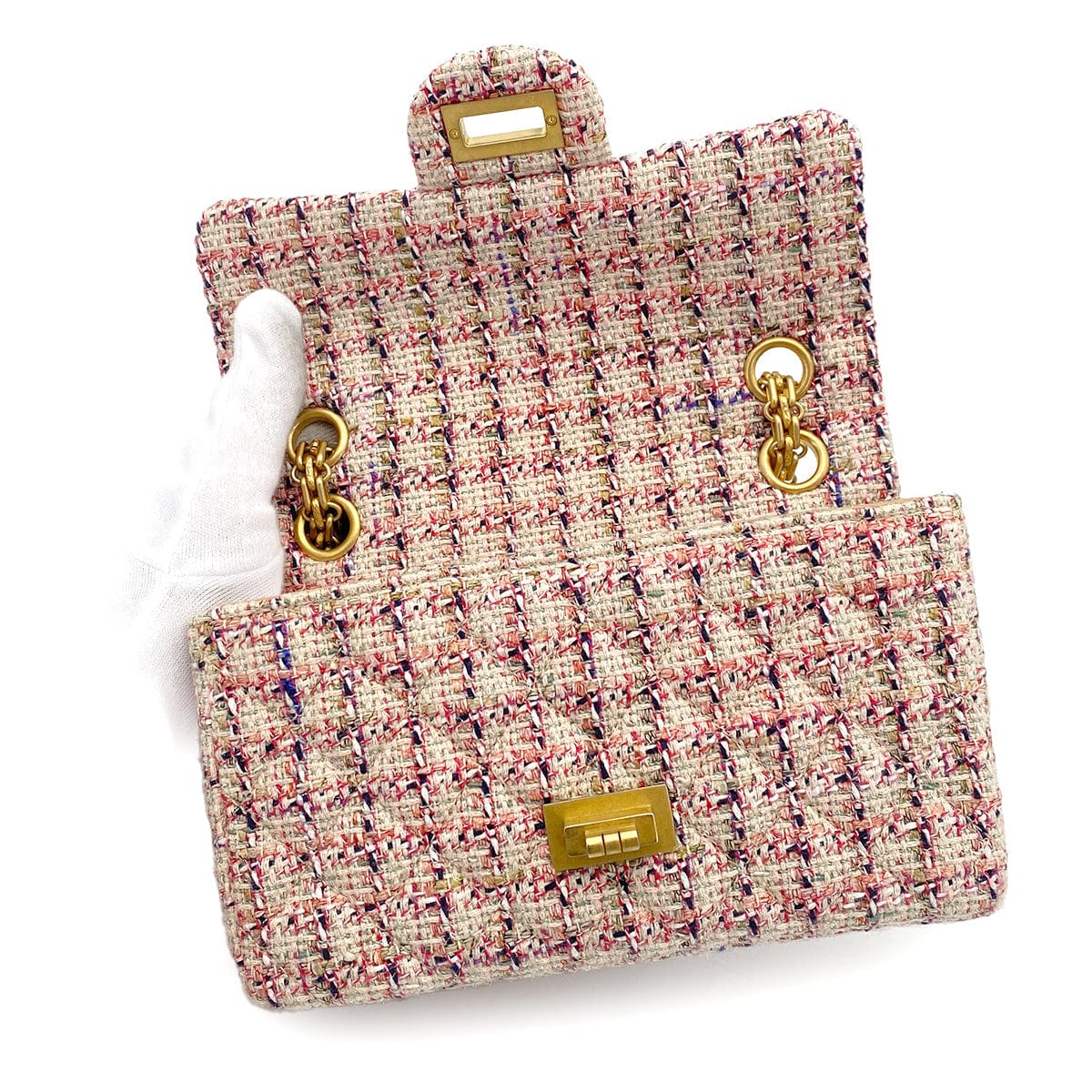 chanel CHANEL 2.55 CHAIN SHOULDER BAG MULTICOLOR TWEED 90264534