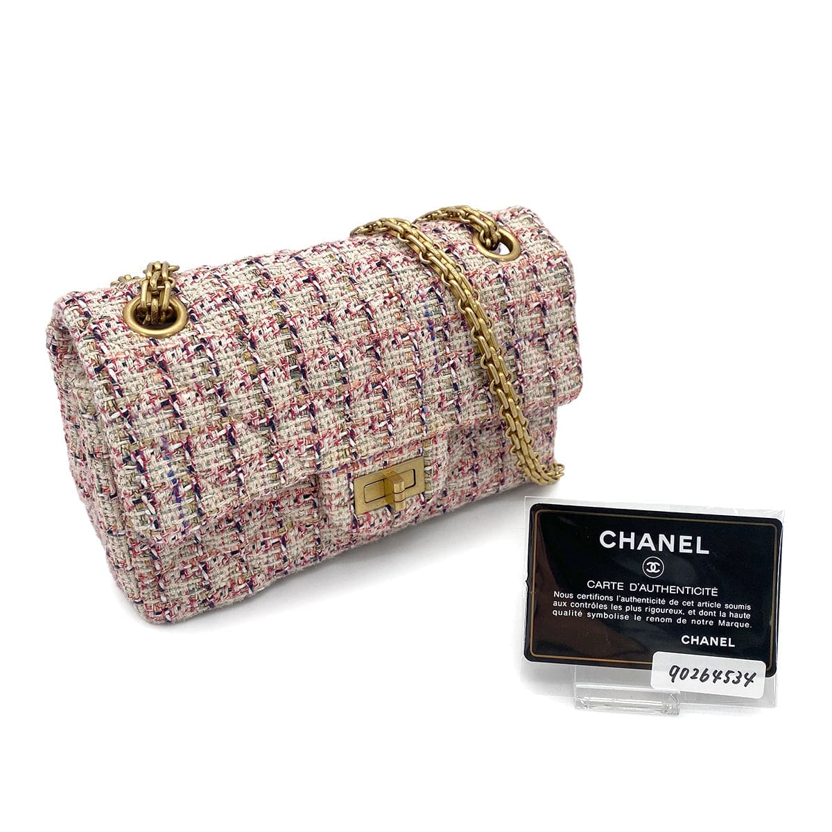 chanel CHANEL 2.55 CHAIN SHOULDER BAG MULTICOLOR TWEED 90264534