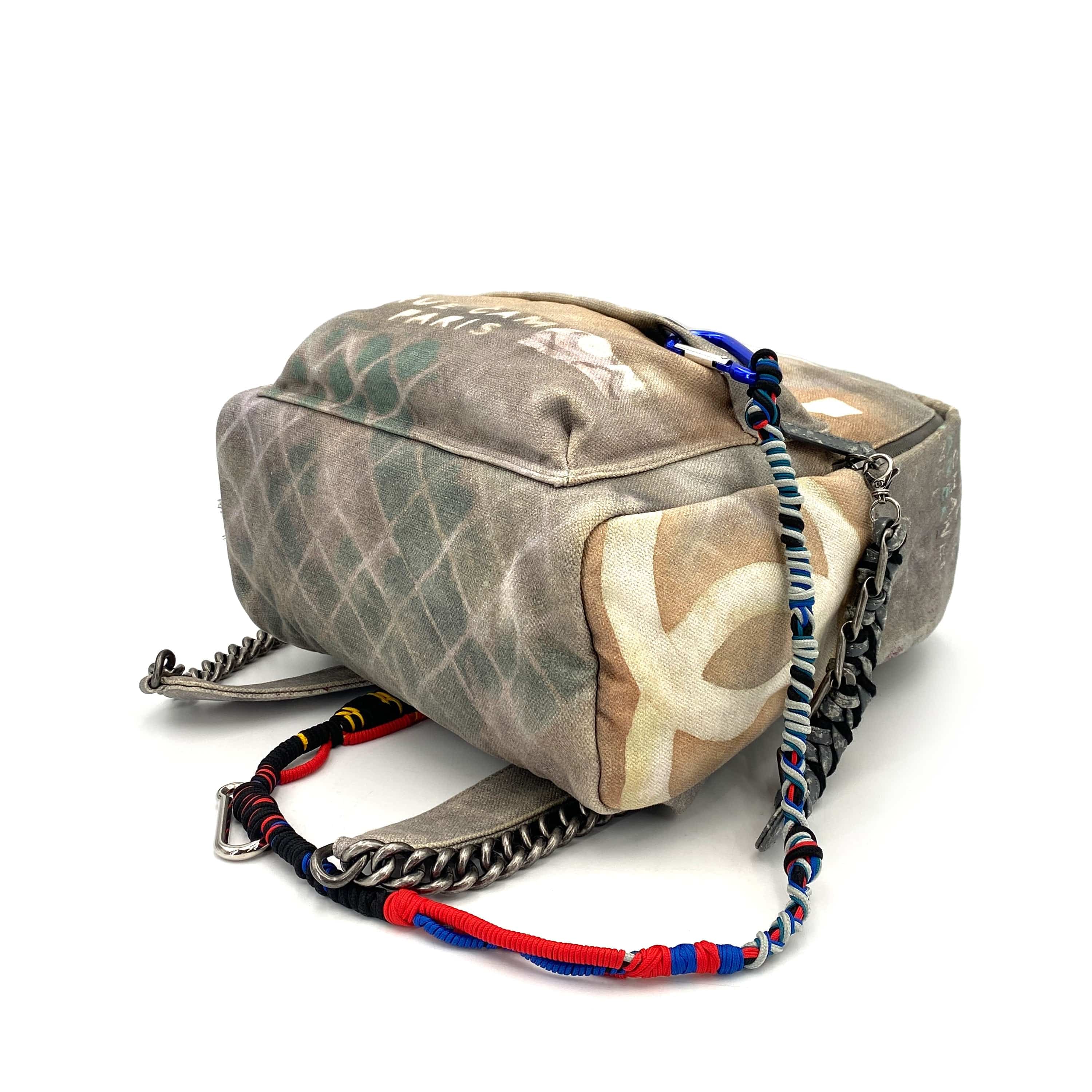 Chanel CHANEL BACK PACK GRAFFITI COCOMARK NEWSPAPER ACTⅡ A92352 GRAY CANVAS 90247077